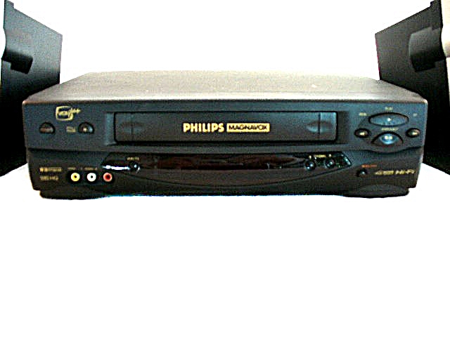 Philips Magnavox 4-Head VHS Player and Two Bose Shelf Speakers