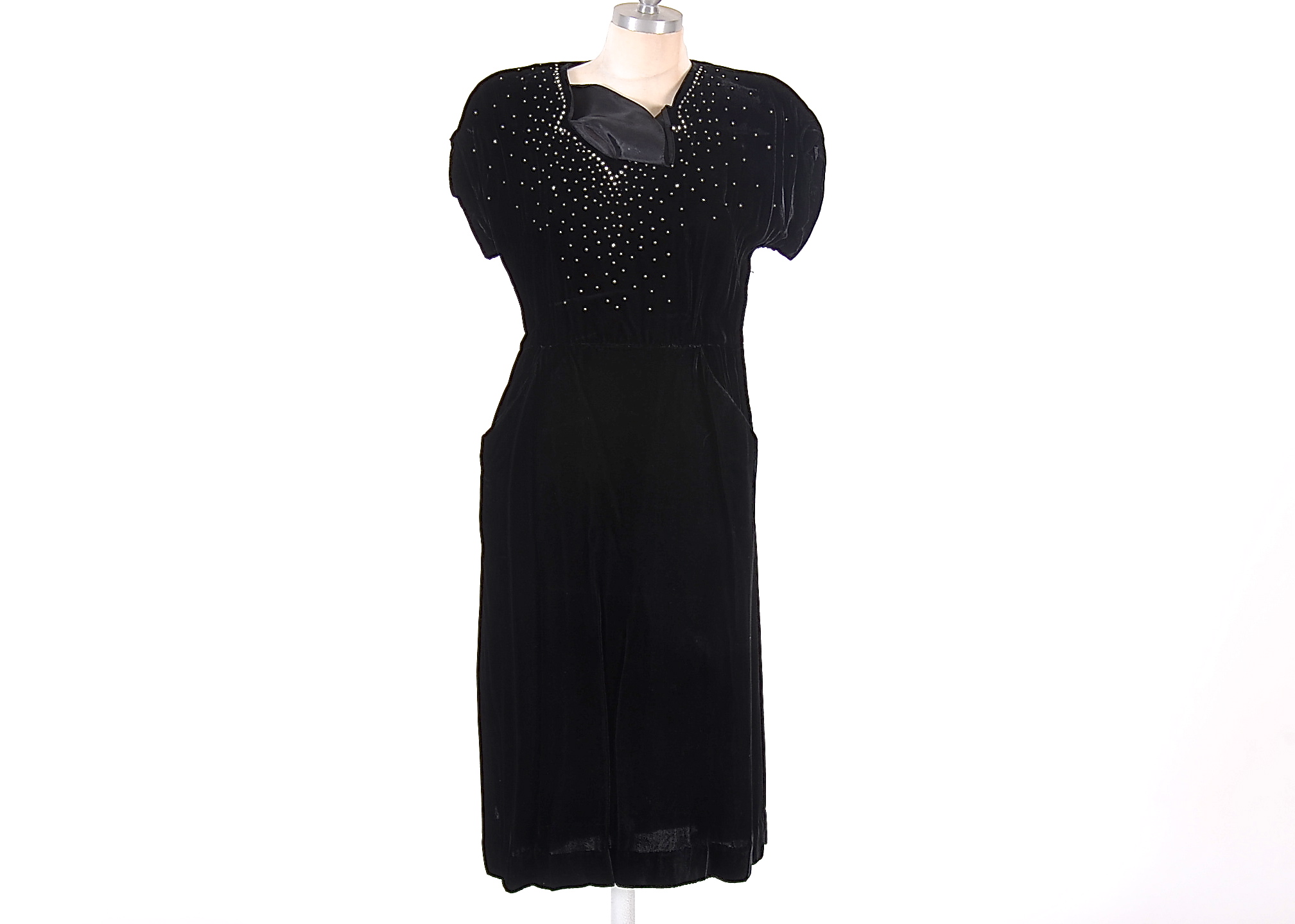 Rare Gloria Swanson by Forever Young 1950's Vintage Black Velvet Cocktail Dress 