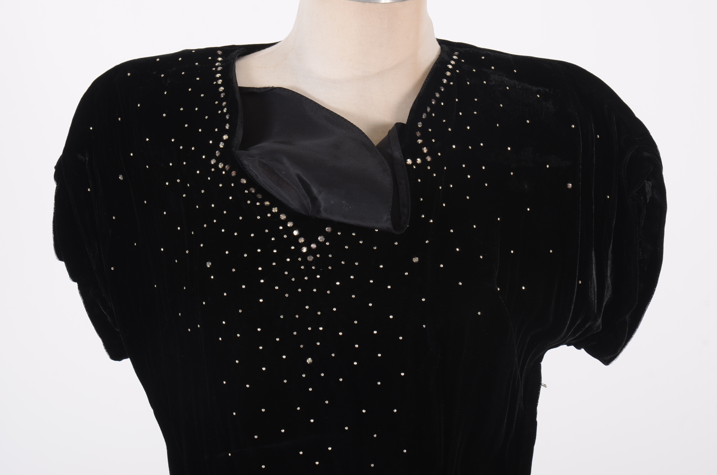 Rare Gloria Swanson by Forever Young 1950's Vintage Black Velvet Cocktail Dress 