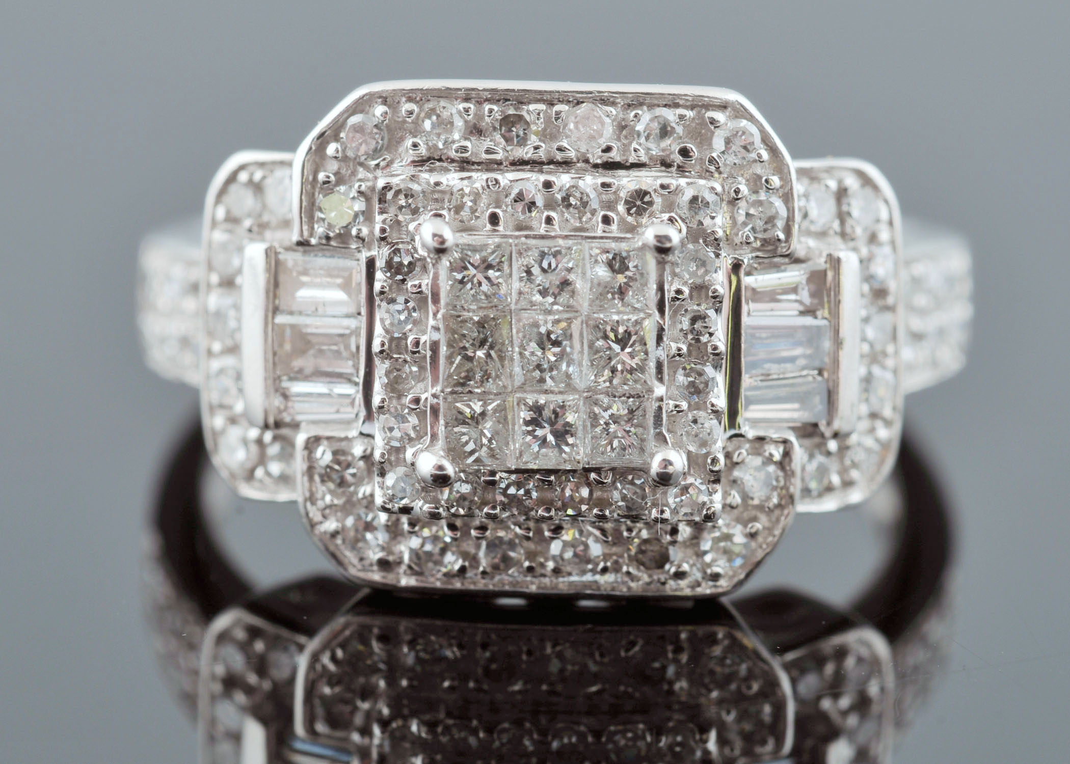 10 K White Gold Diamond Ring