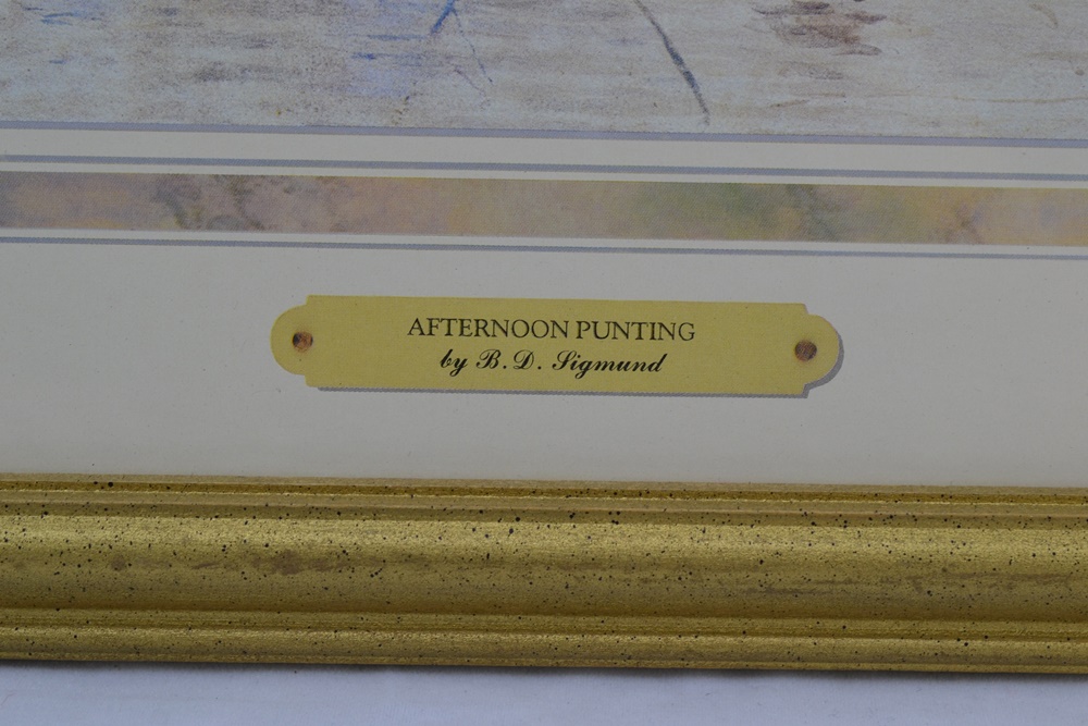 Framed Artwork Print  Titled "Afternoon Punting" by B. D. Sigmund