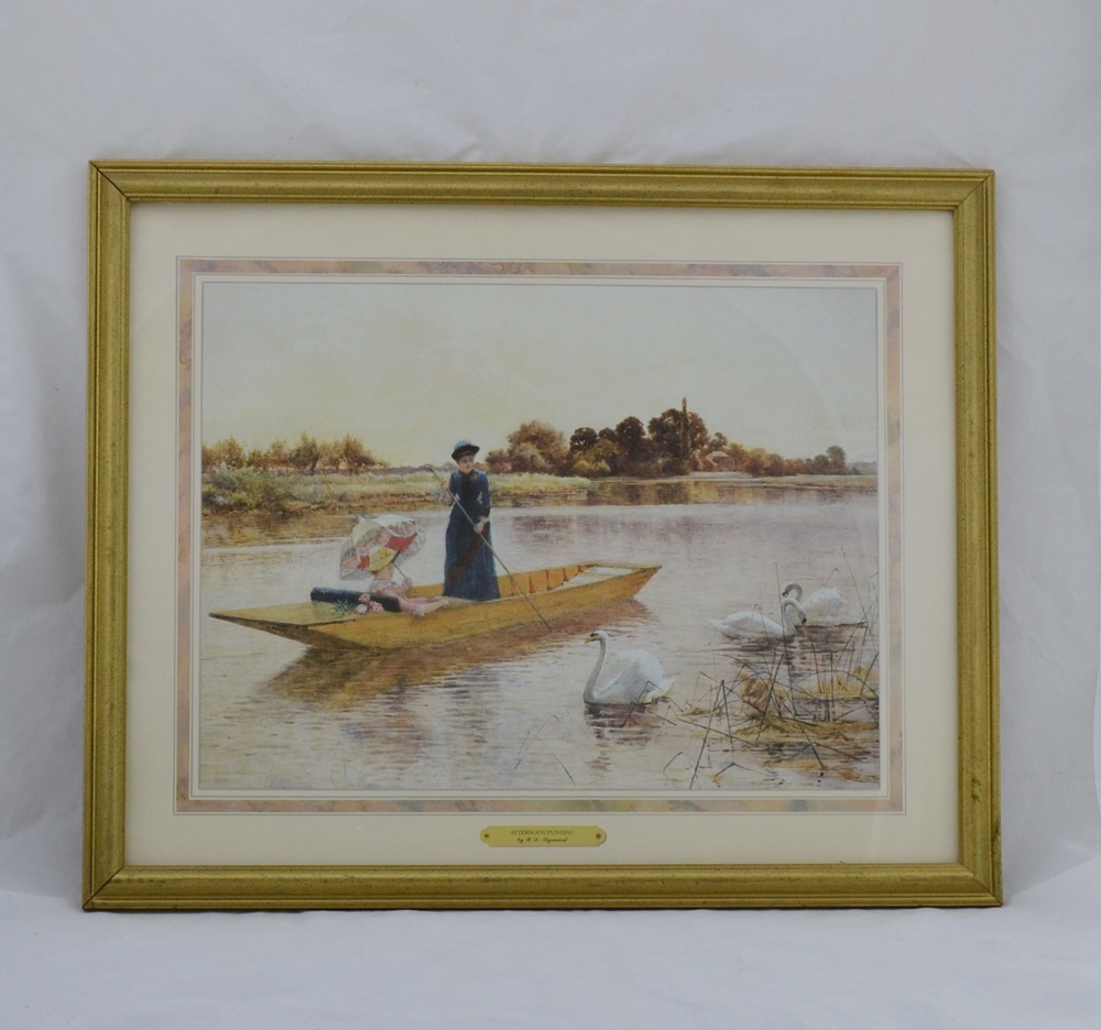 Framed Artwork Print  Titled "Afternoon Punting" by B. D. Sigmund