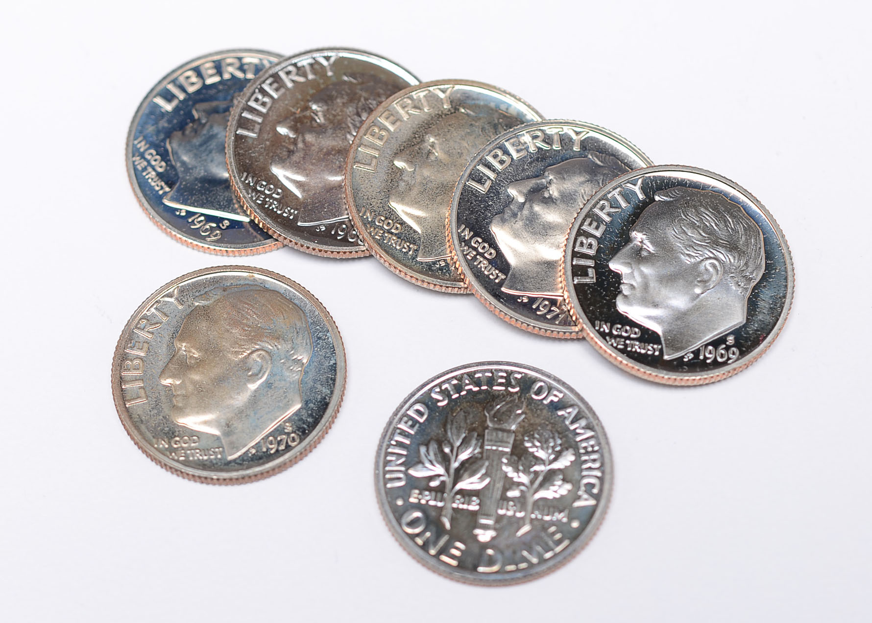 A Group of (7) Proof Roosevelt Dimes