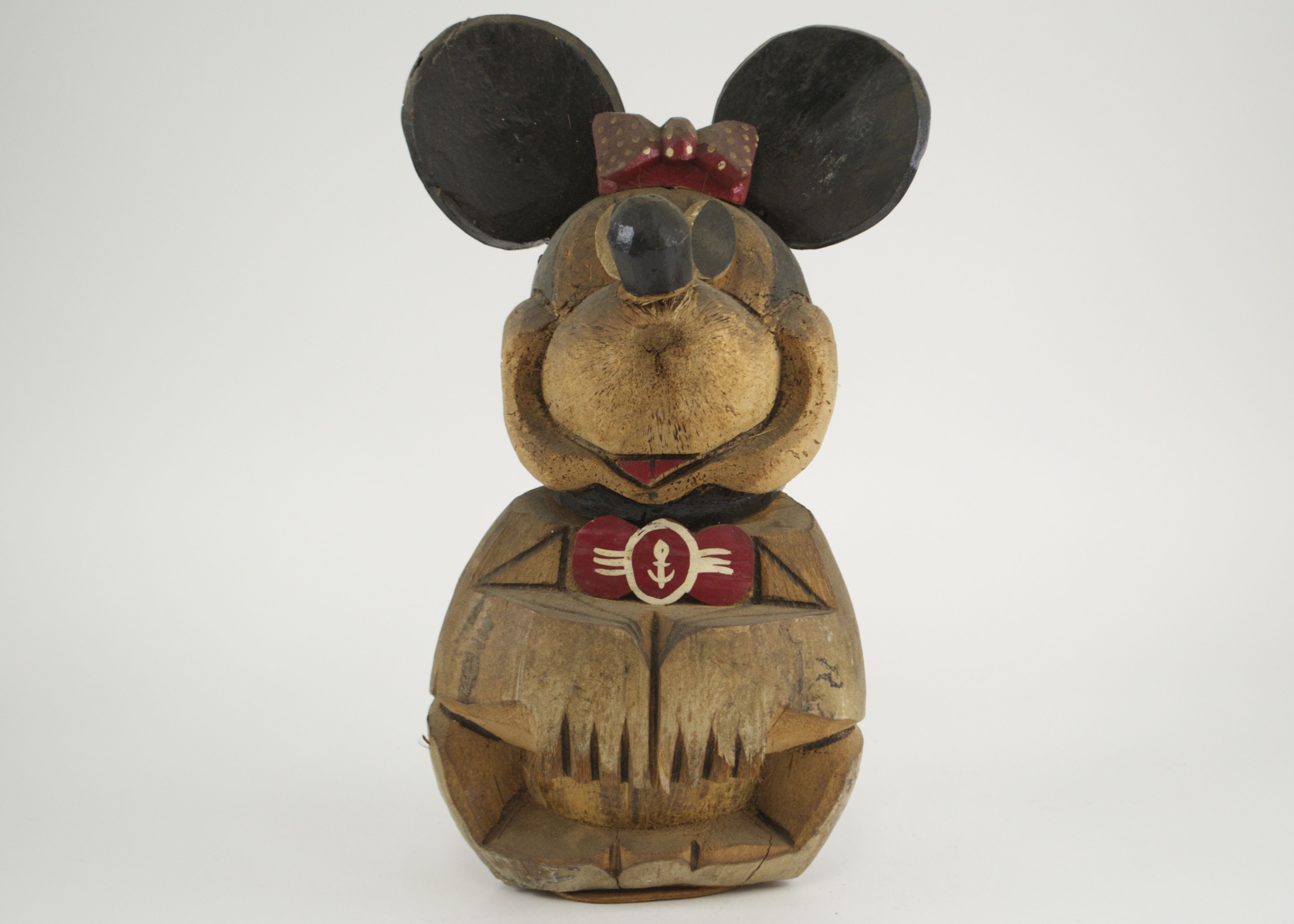 Hand Carved Coconut Minnie Mouse-Like Tourist Souvenir