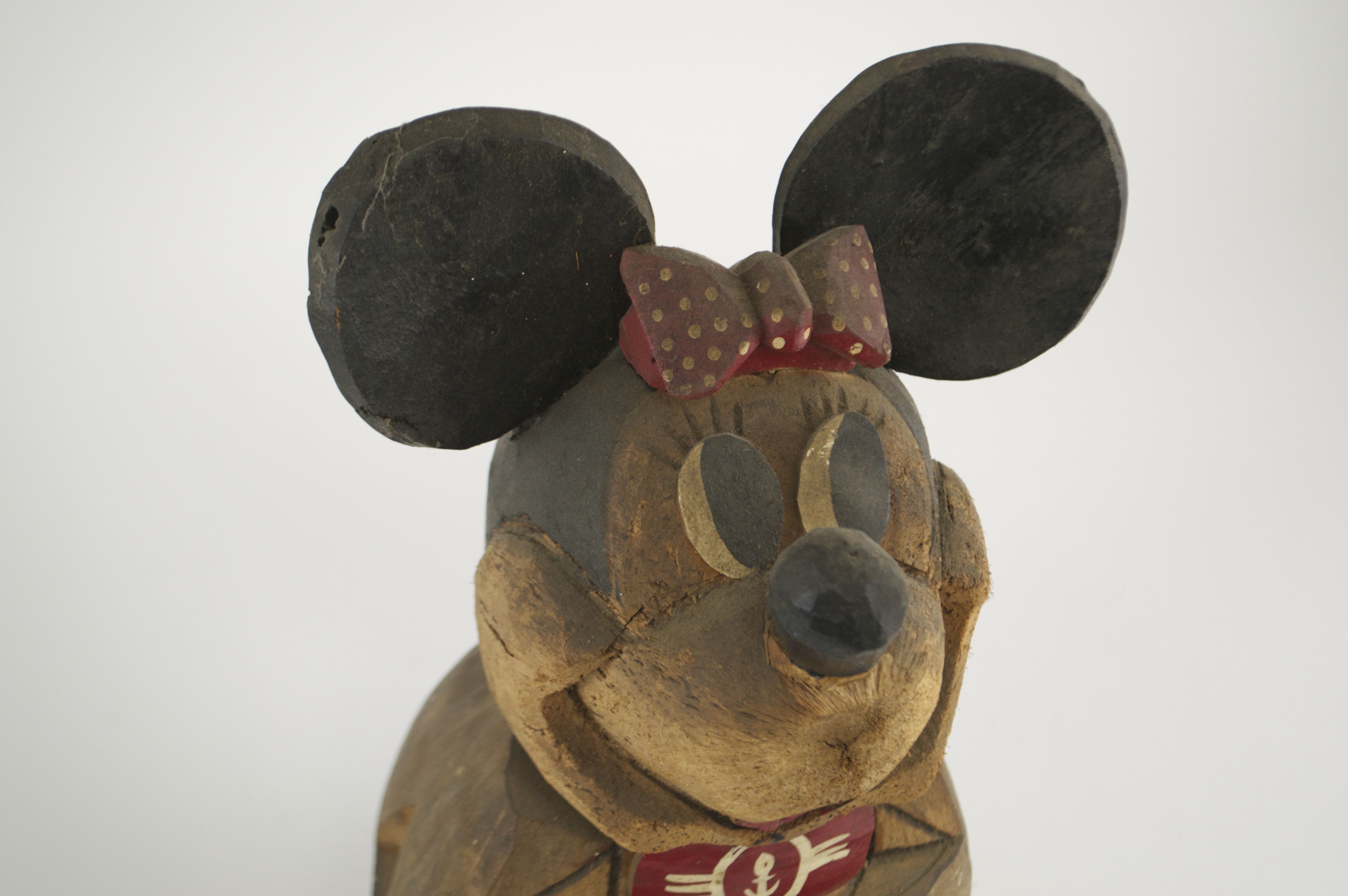 Hand Carved Coconut Minnie Mouse-Like Tourist Souvenir