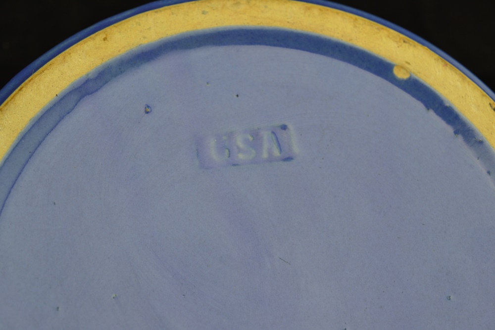 Vintage Blue Stoneware Covered Baking Dish