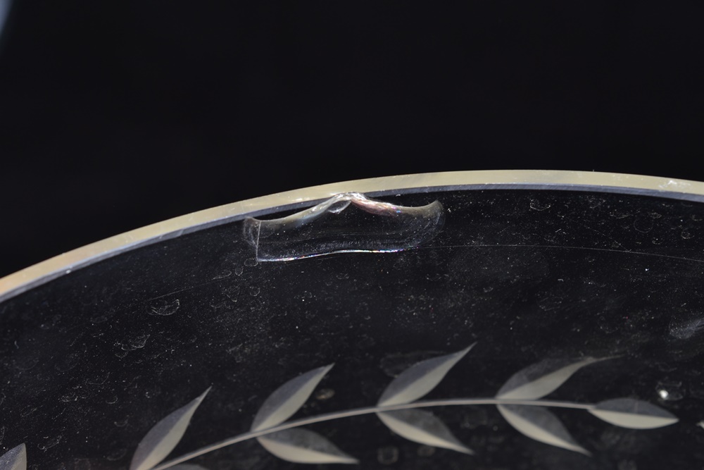 Vintage Brass and Glass Three-Light Chandelier