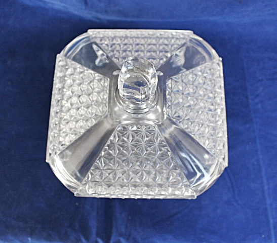 Vintage Pressed Glass Square Covered Compote