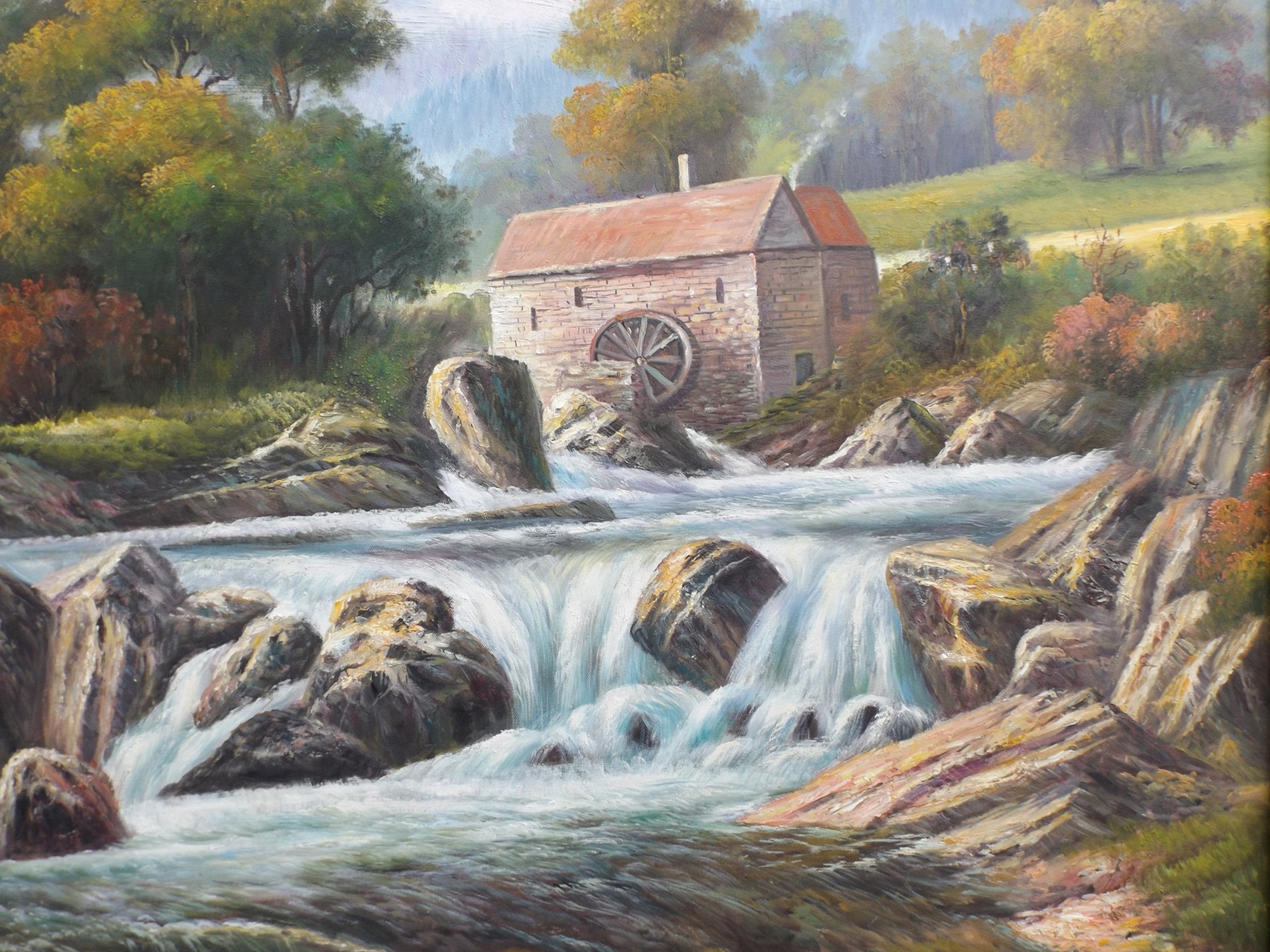 Original Oil on Canvas of a Mill Stream