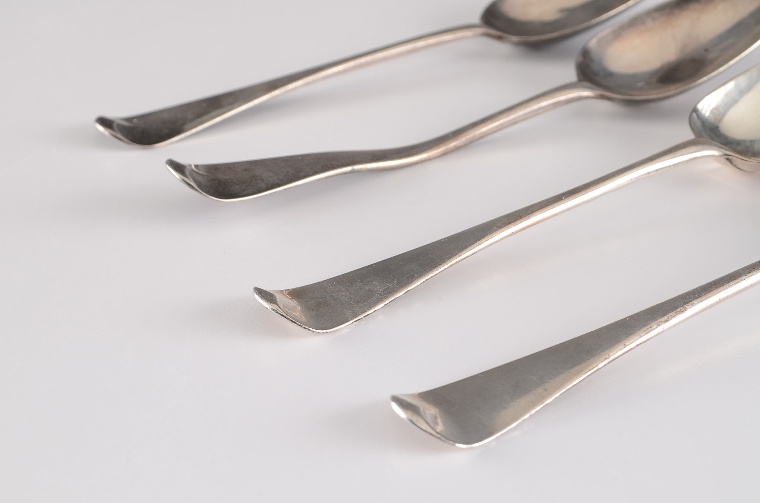 Four Sterling Silver Tablespoons, circa Mid 1700's