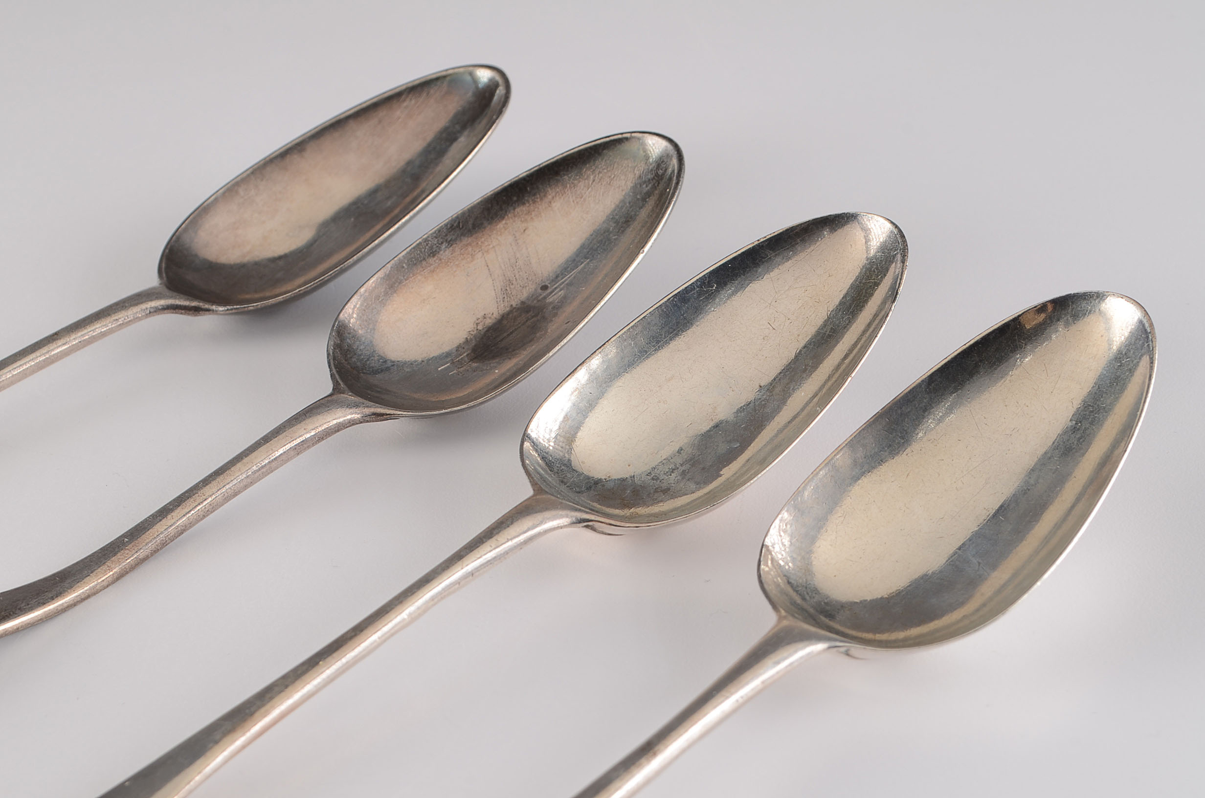 Four Sterling Silver Tablespoons, circa Mid 1700's