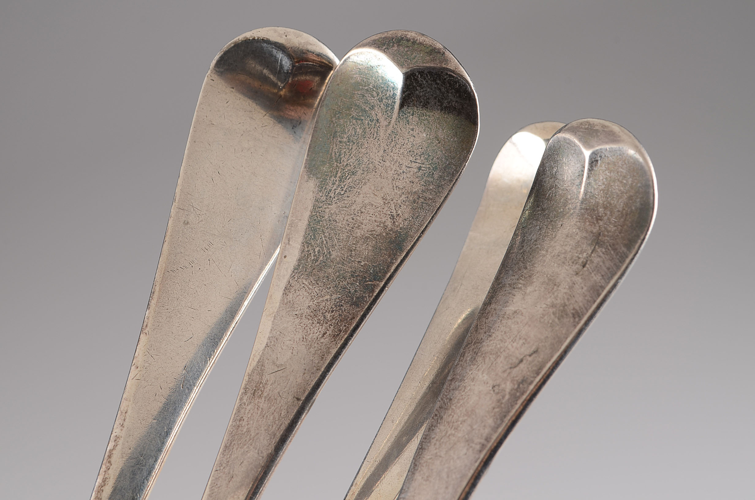 Four Sterling Silver Tablespoons, circa Mid 1700's