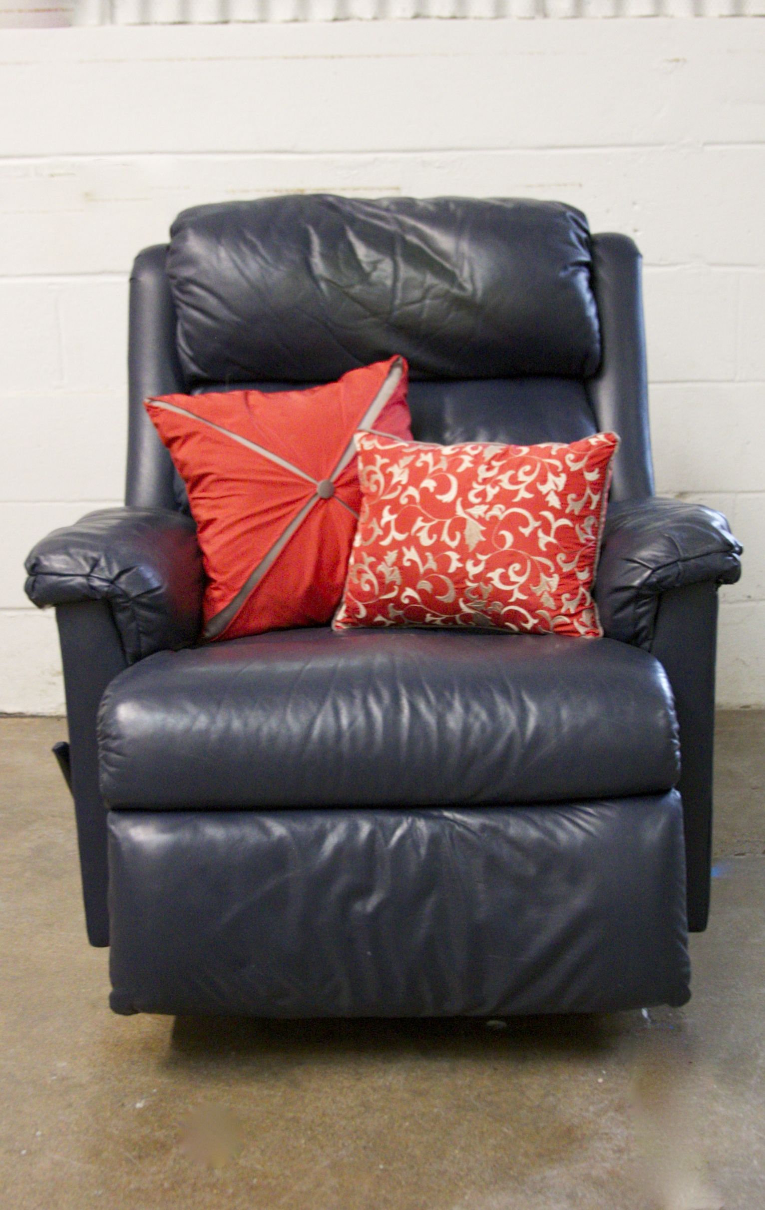Navy Blue Leather Barcalounger Recliner
