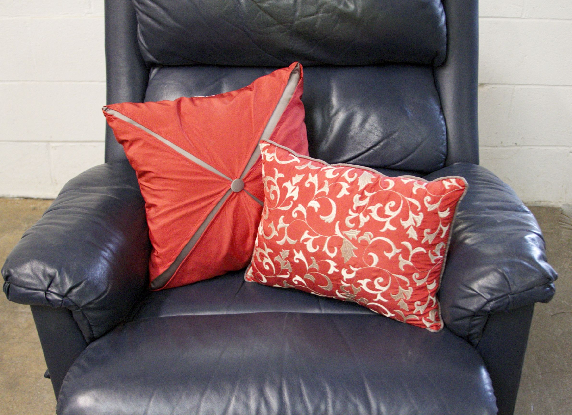 Navy Blue Leather Barcalounger Recliner