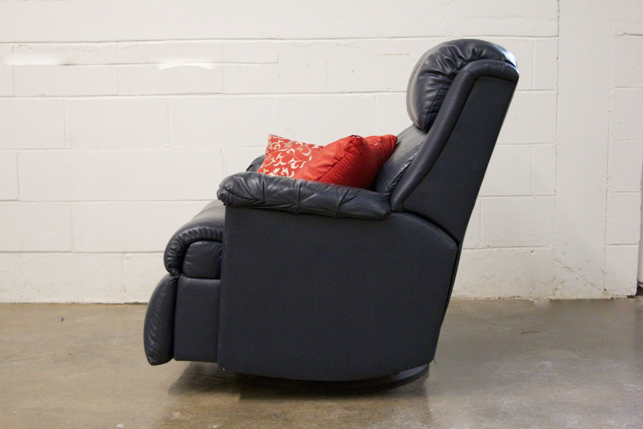 Navy Blue Leather Barcalounger Recliner