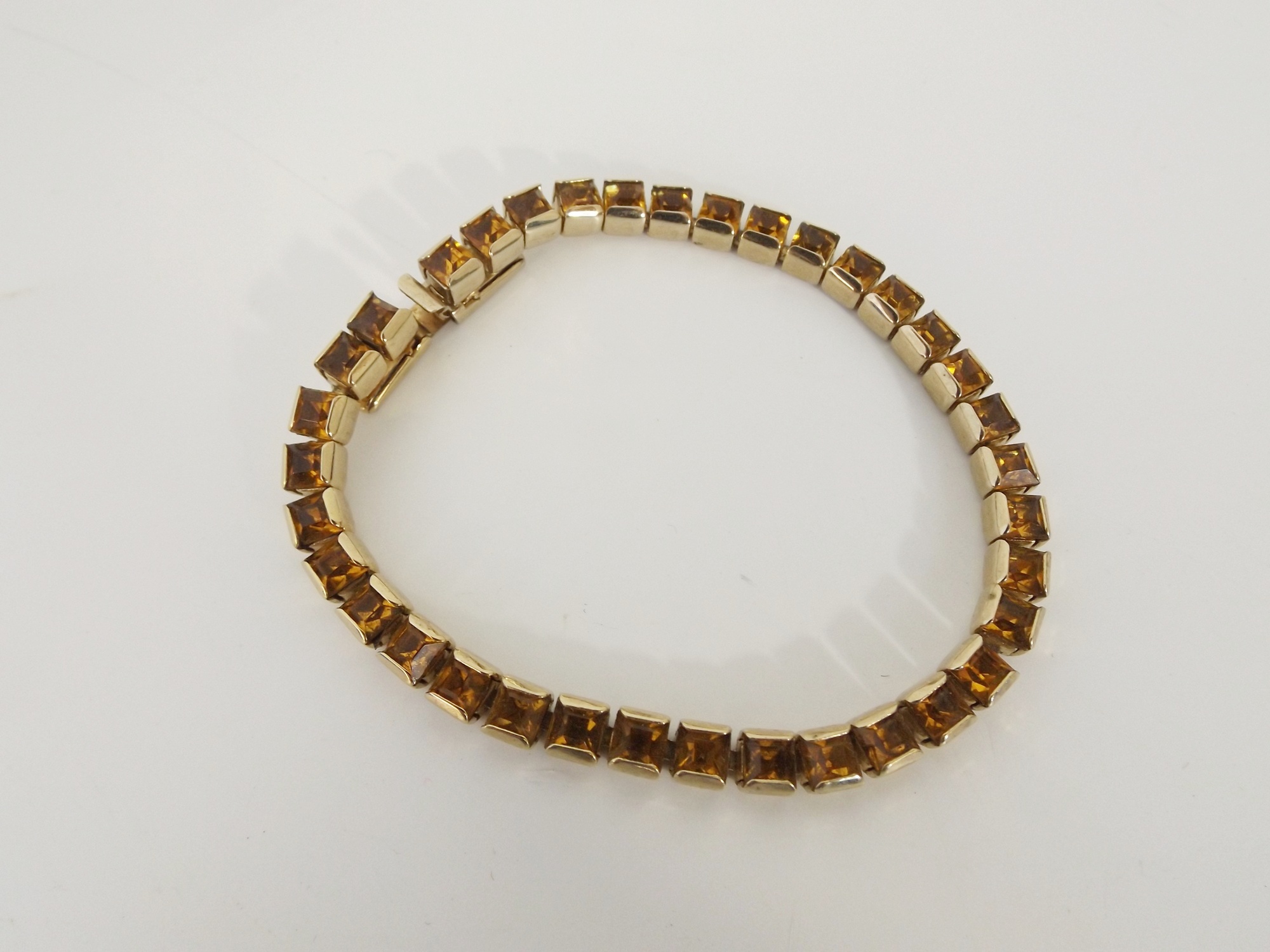 Vintage Reinad Yellow Rhinestone Tennis Bracelet