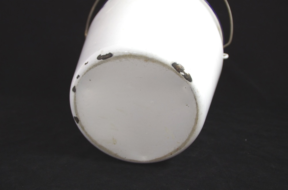 Vintage White Enamel Milk Pail with Lid
