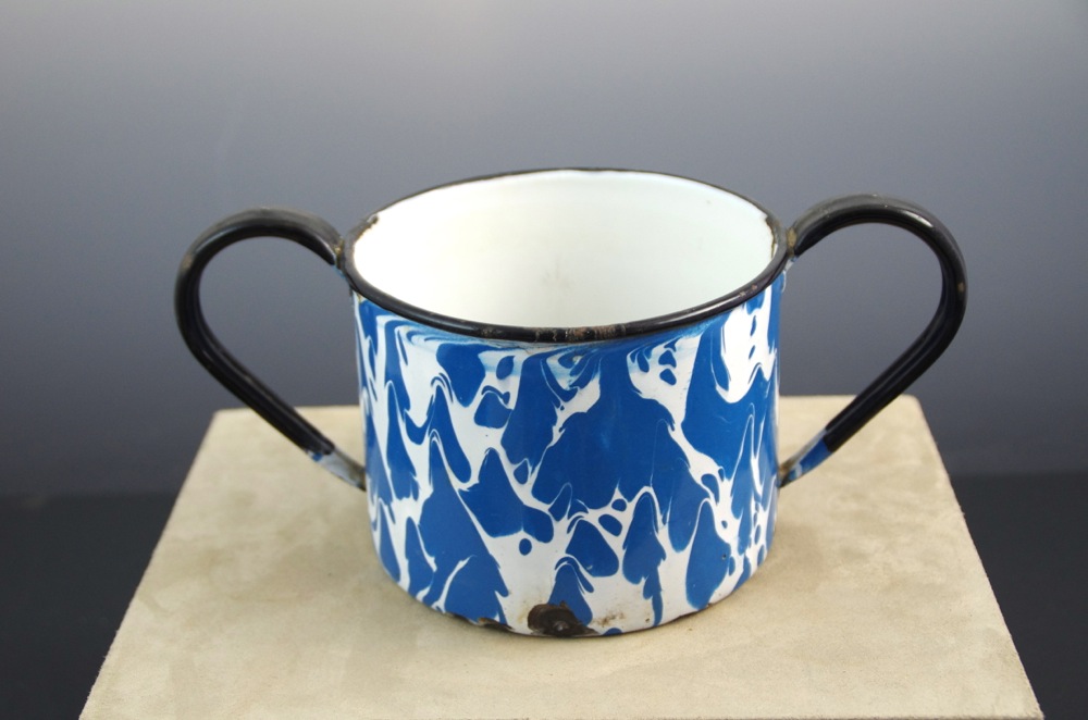 Collection of Vintage Enamelware in Blue and White Finish