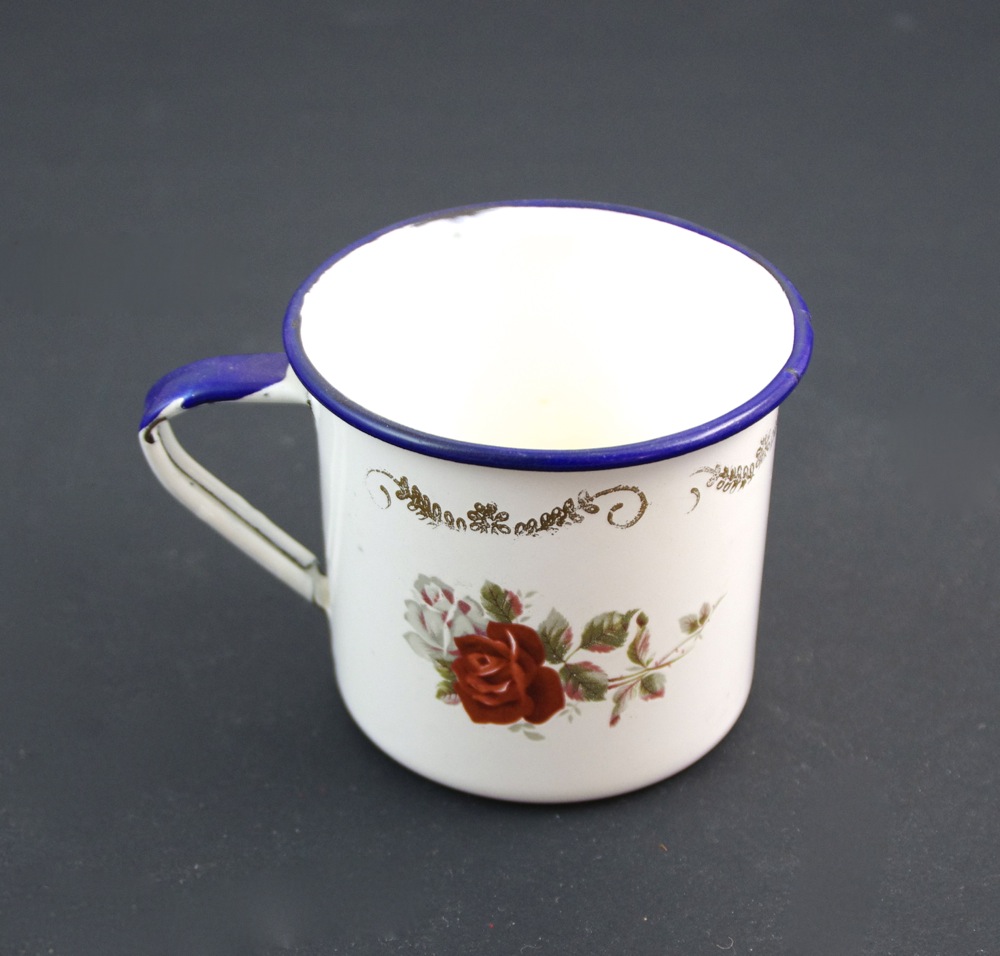 Collection of Vintage Enamelware in Blue and White Finish