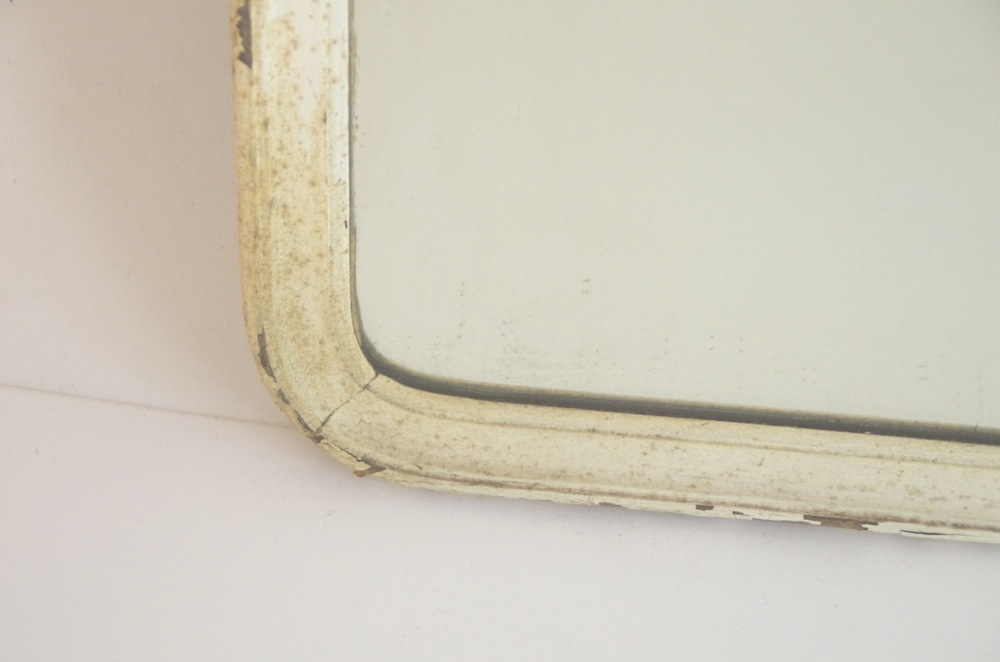 Mirror with Scroll-Cut Wood Frame and White Painted Finish