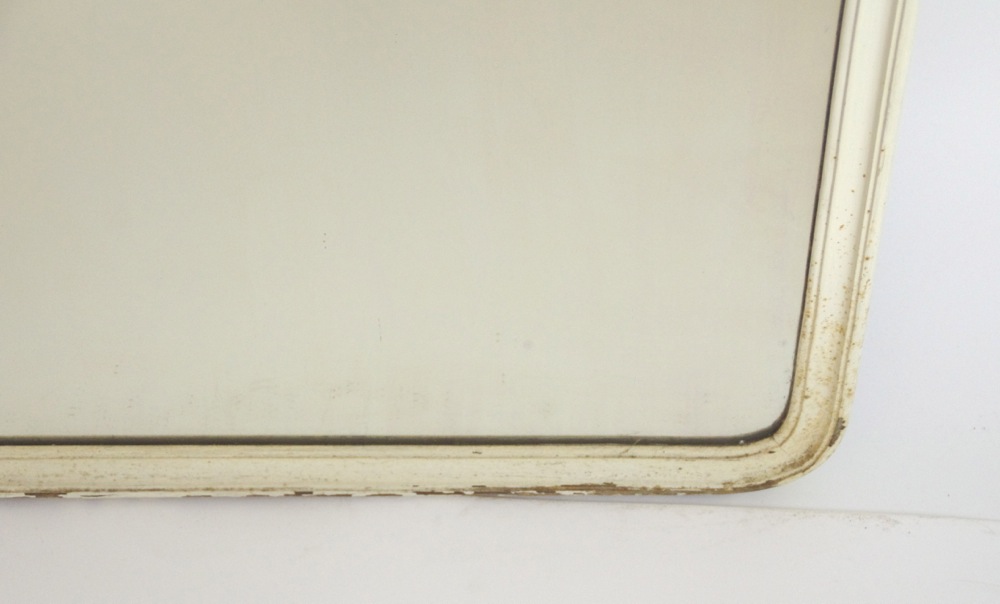 Mirror with Scroll-Cut Wood Frame and White Painted Finish