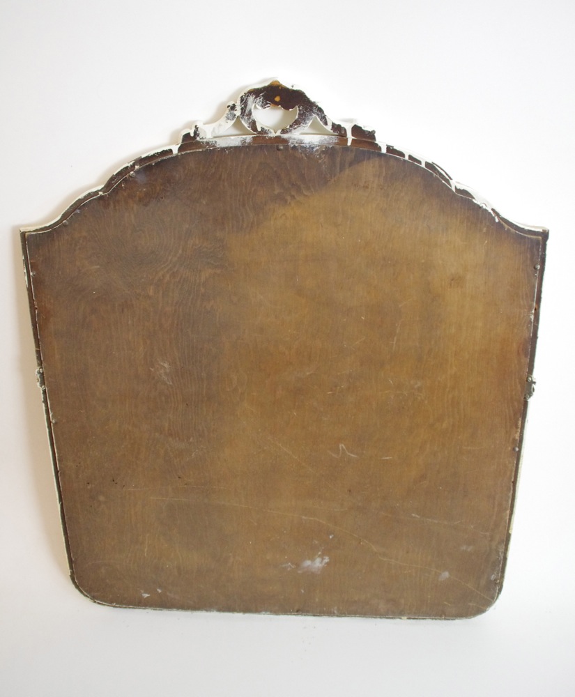 Mirror with Scroll-Cut Wood Frame and White Painted Finish