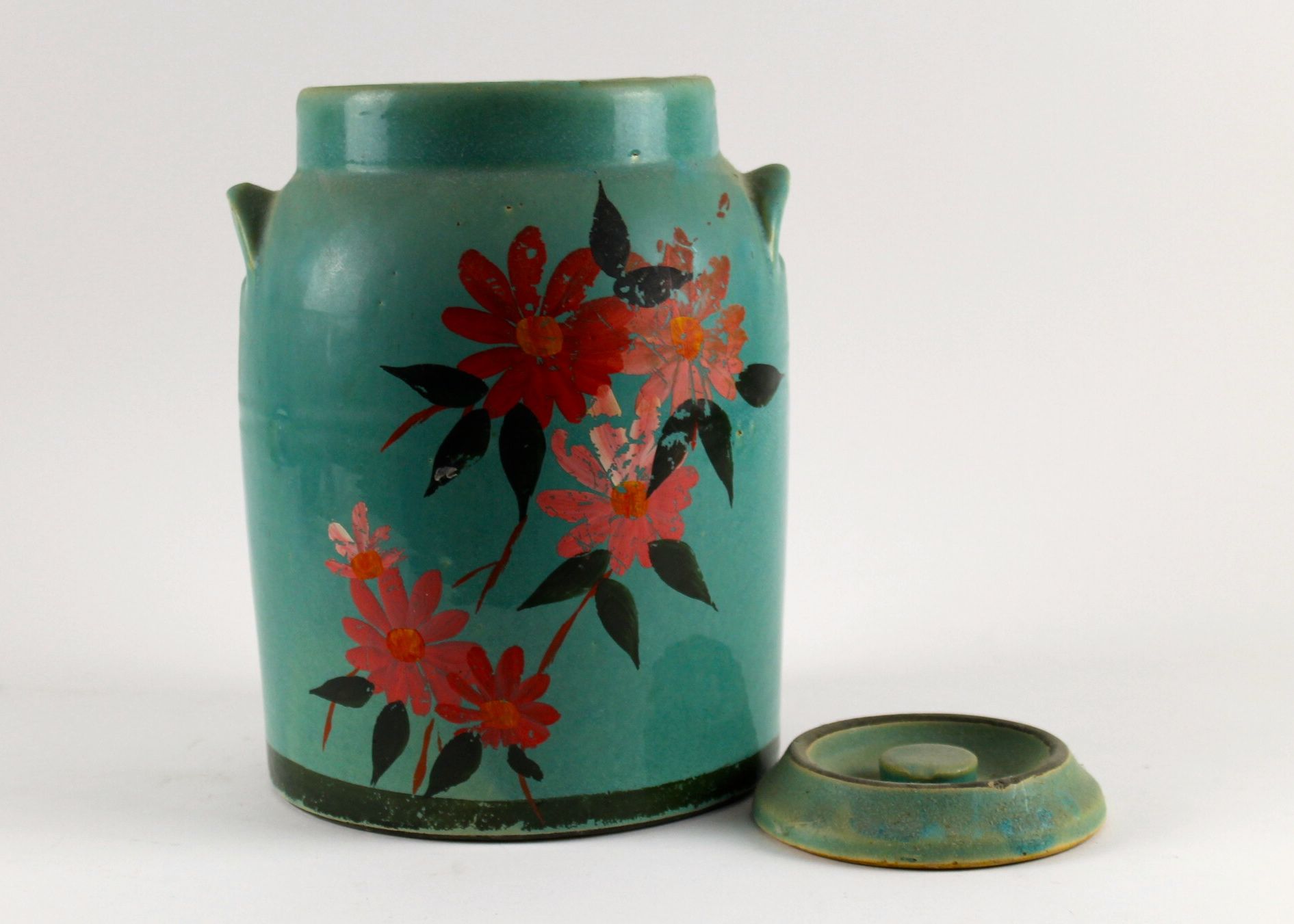 Vintage Pottery Crock & Flower Arrangement