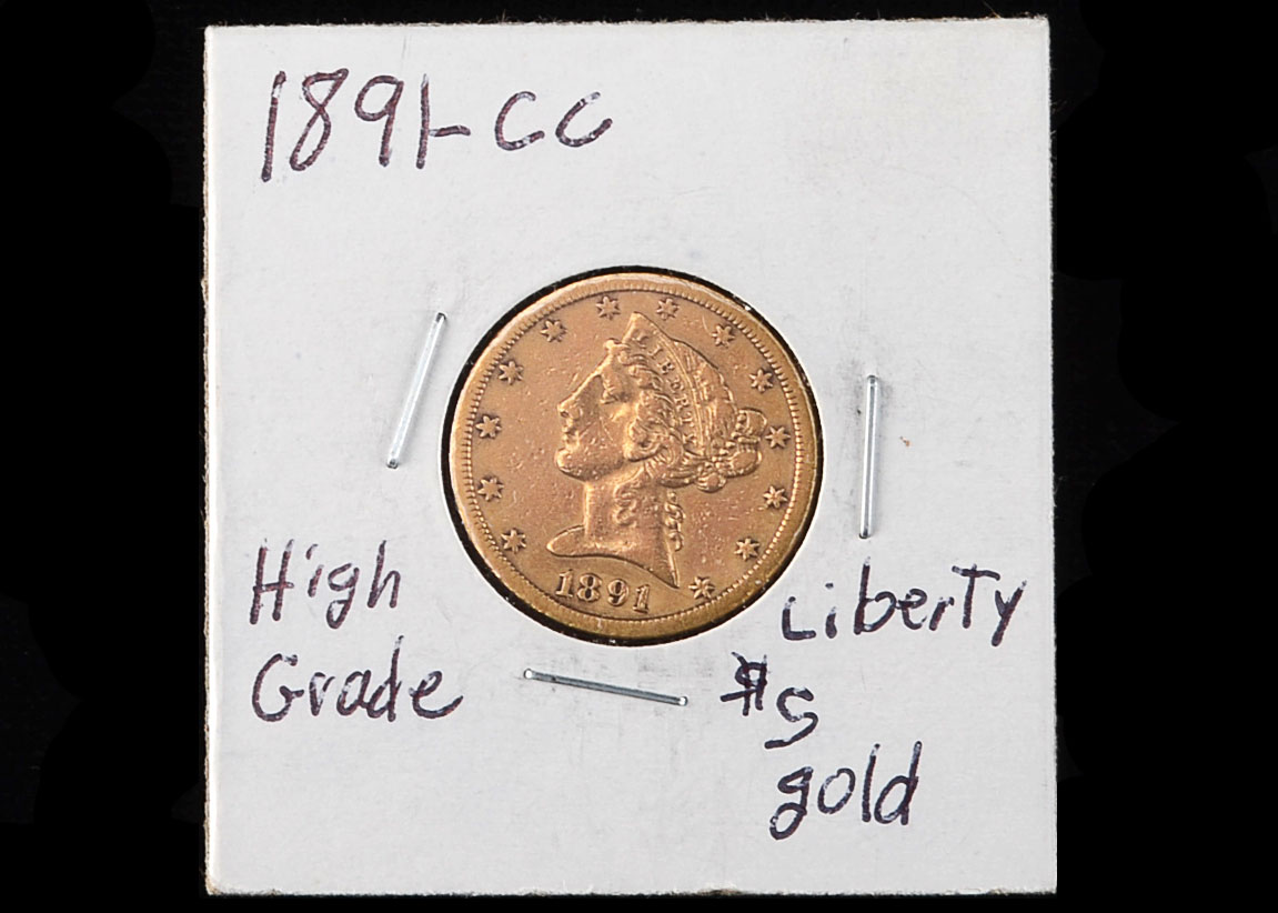 1891 Carson City $5 Gold Liberty Head Coin