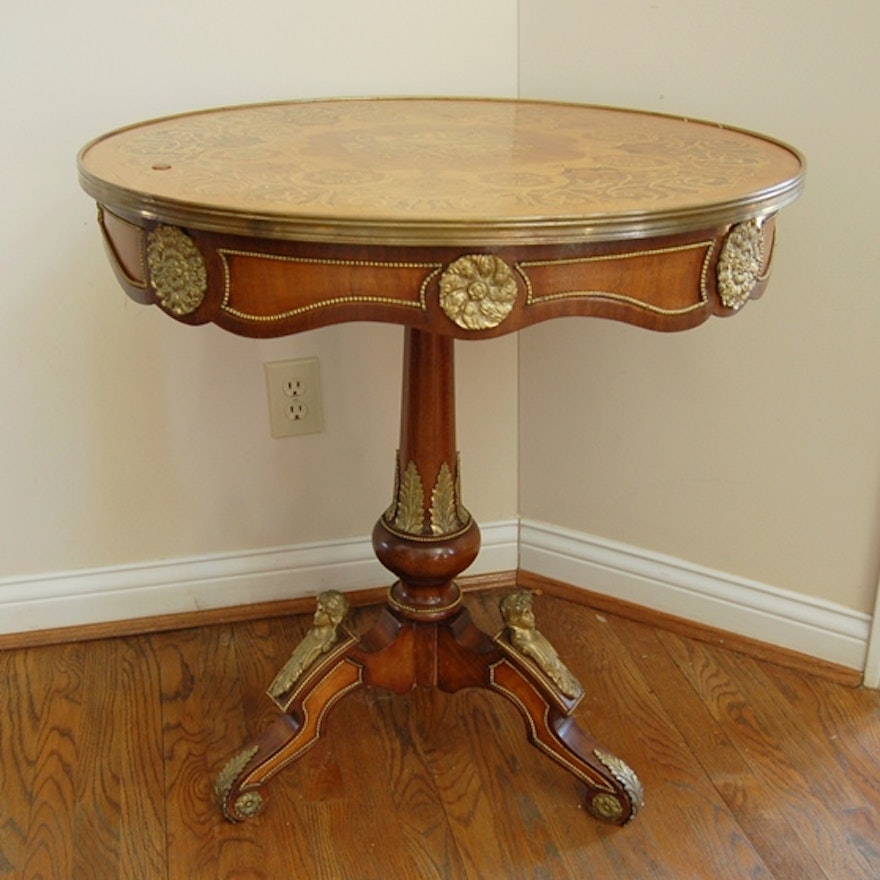 Louis XVI Style Entry Tripod Table with Marquetry
