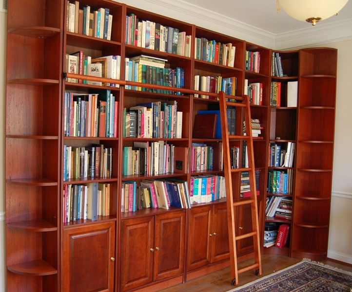 Office Library Wall Unit With Rolling Ladder