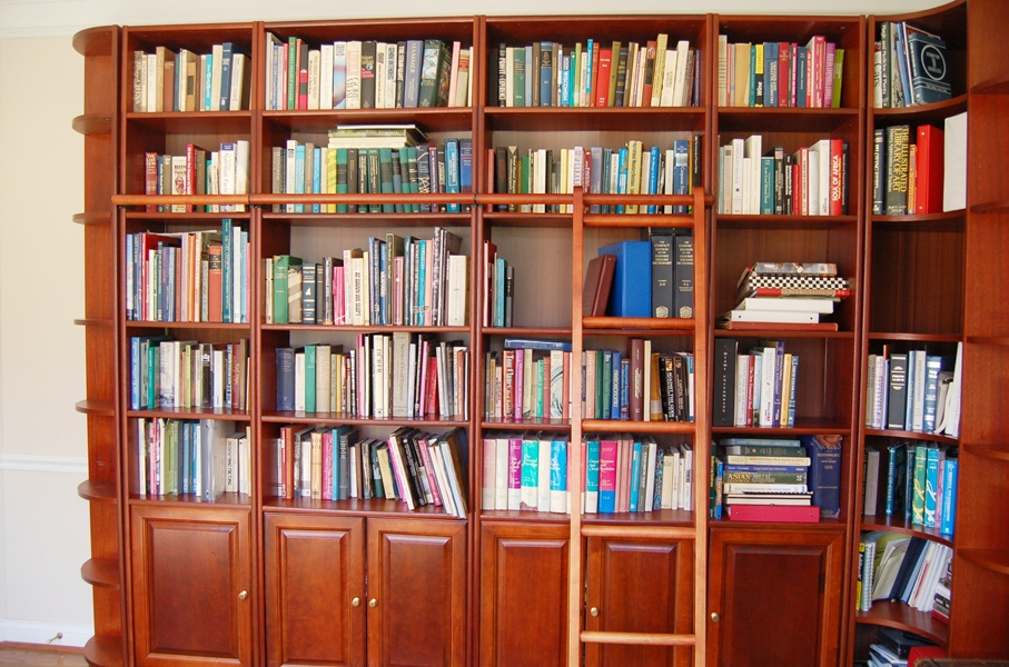 Office Library Wall Unit With Rolling Ladder