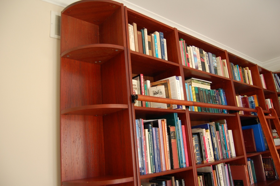 Office Library Wall Unit With Rolling Ladder