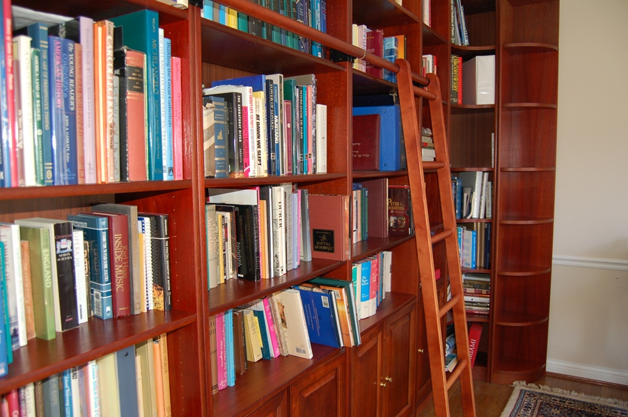 Office Library Wall Unit With Rolling Ladder