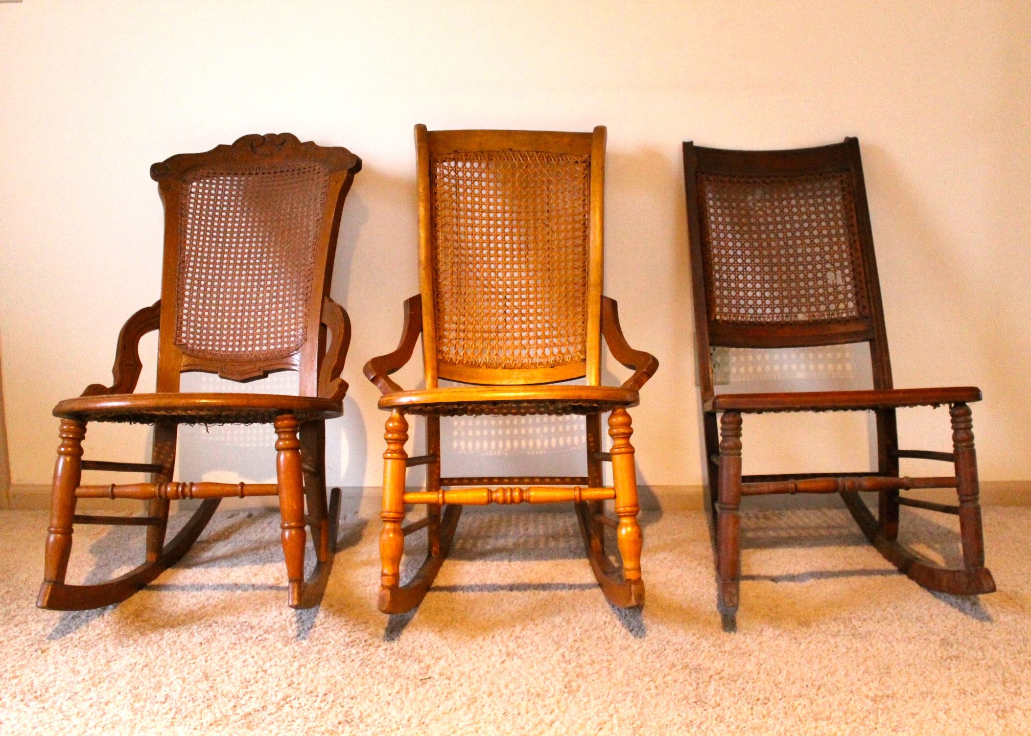 Lot of Cane Bottom Rocking Chairs