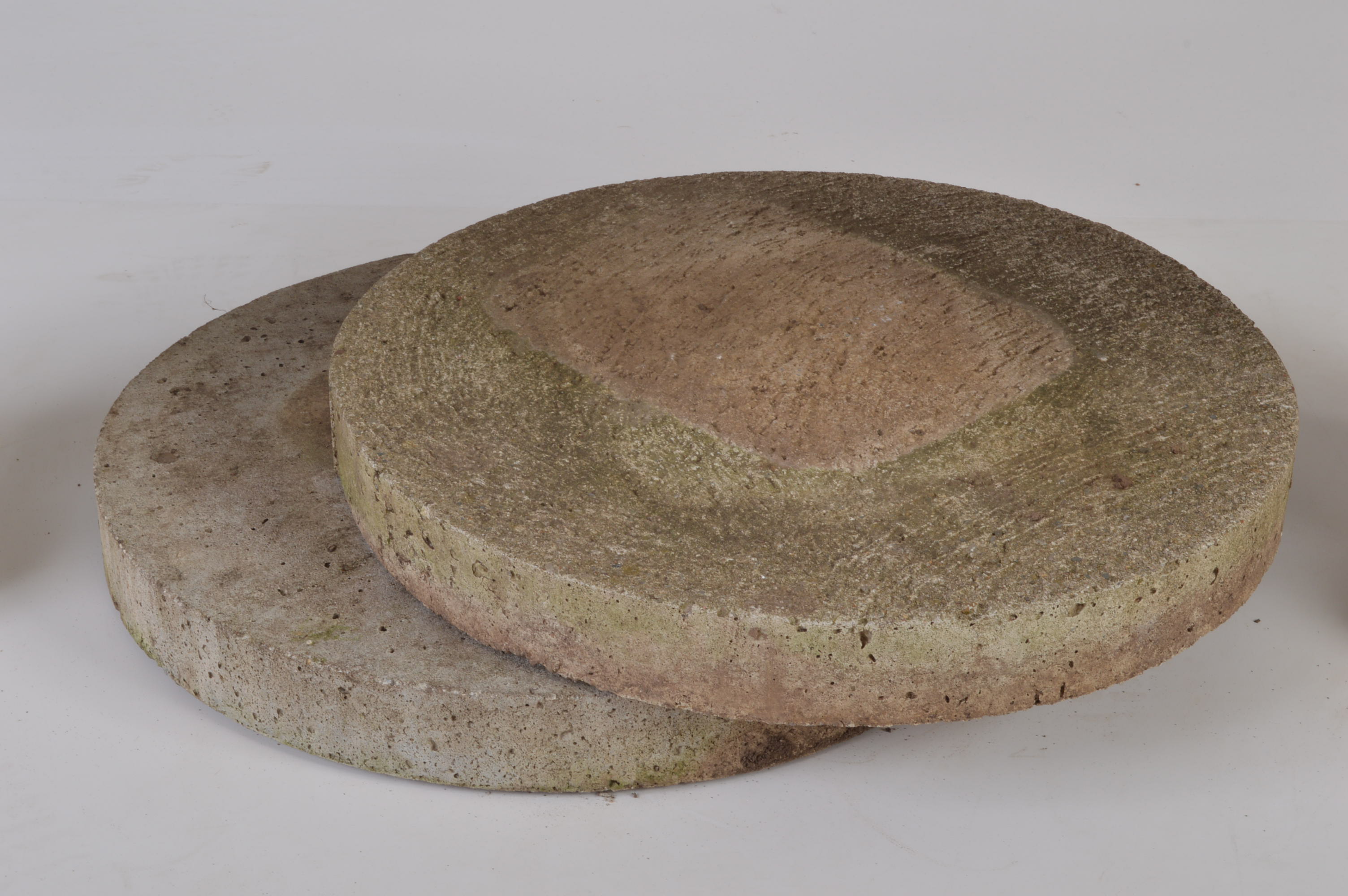 Pair of Vintage Cement Poodles with Round Plinths 