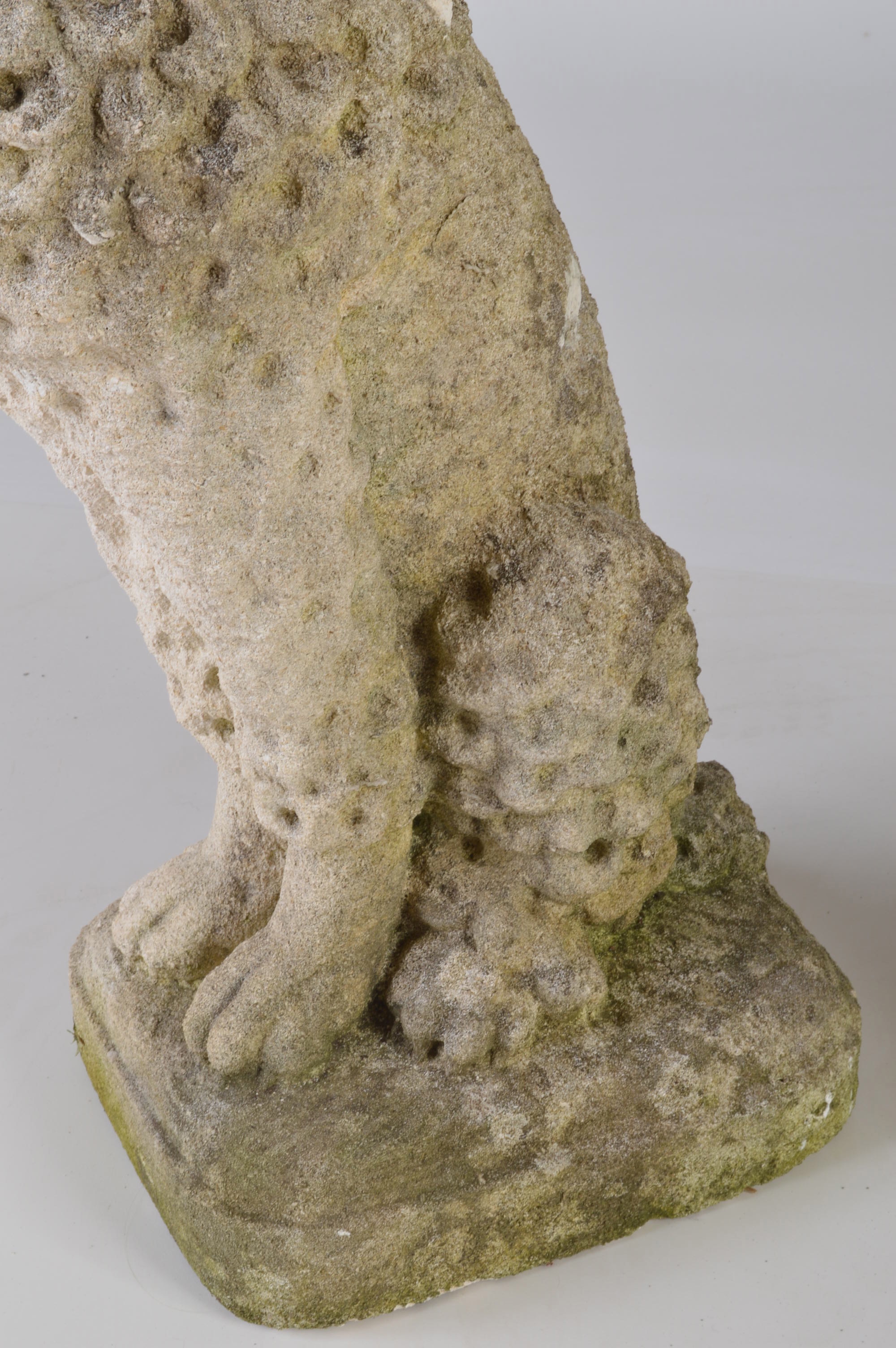 Pair of Vintage Cement Poodles with Round Plinths 