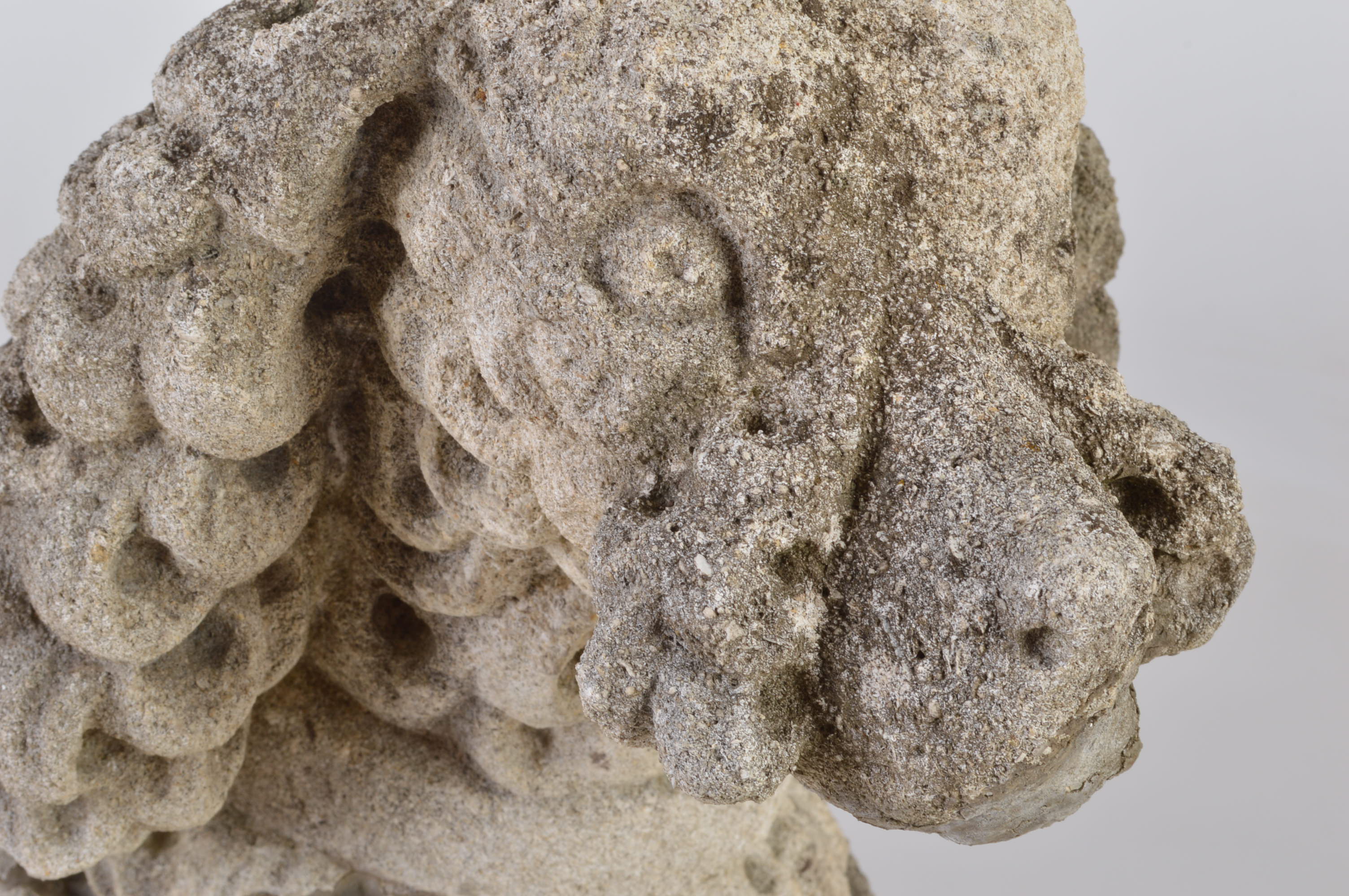 Pair of Vintage Cement Poodles with Round Plinths 