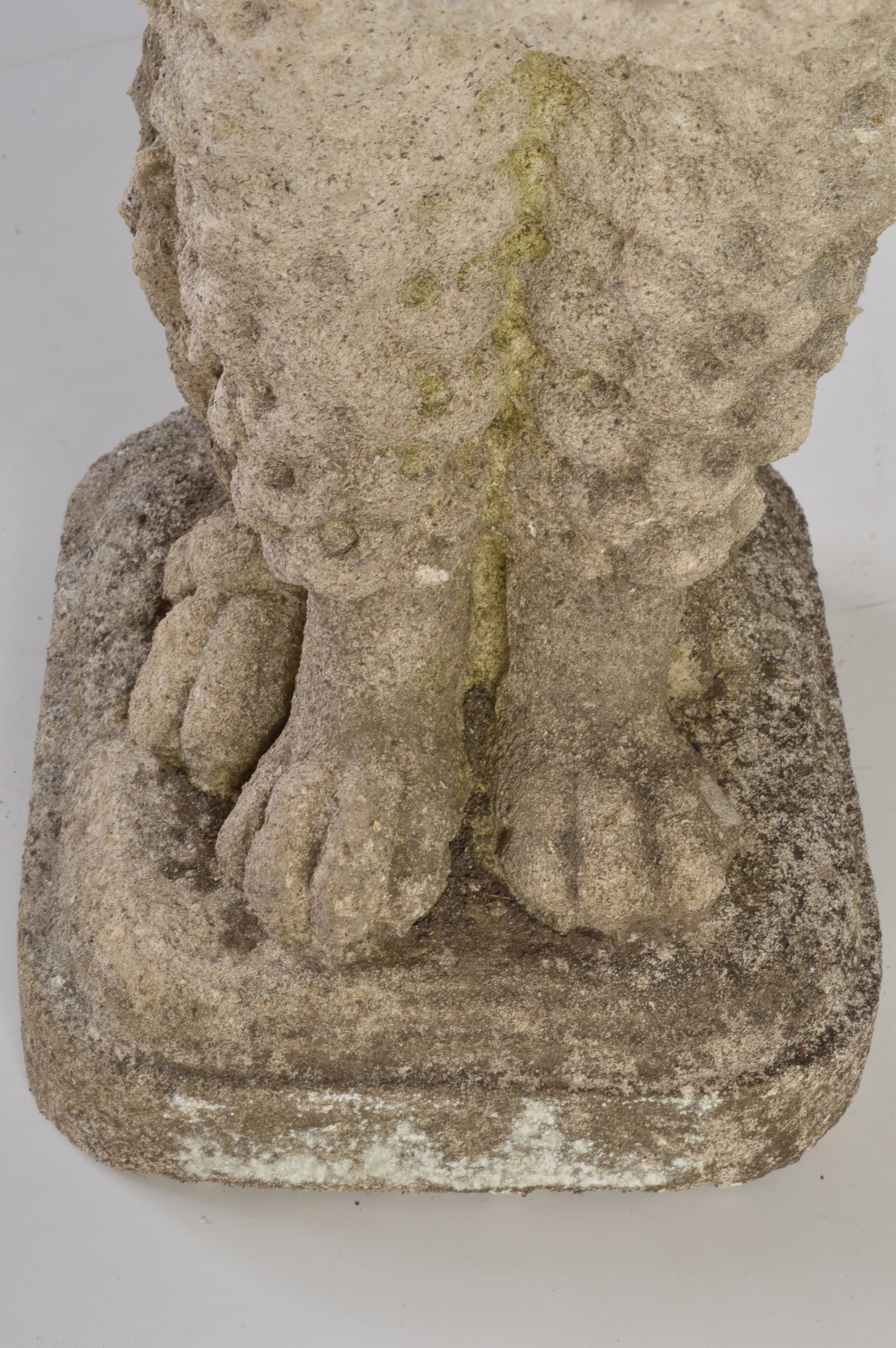 Pair of Vintage Cement Poodles with Round Plinths 