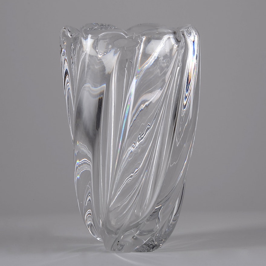 Vintage Mid Century Modern Orrefors Crystal Waterfall Vase