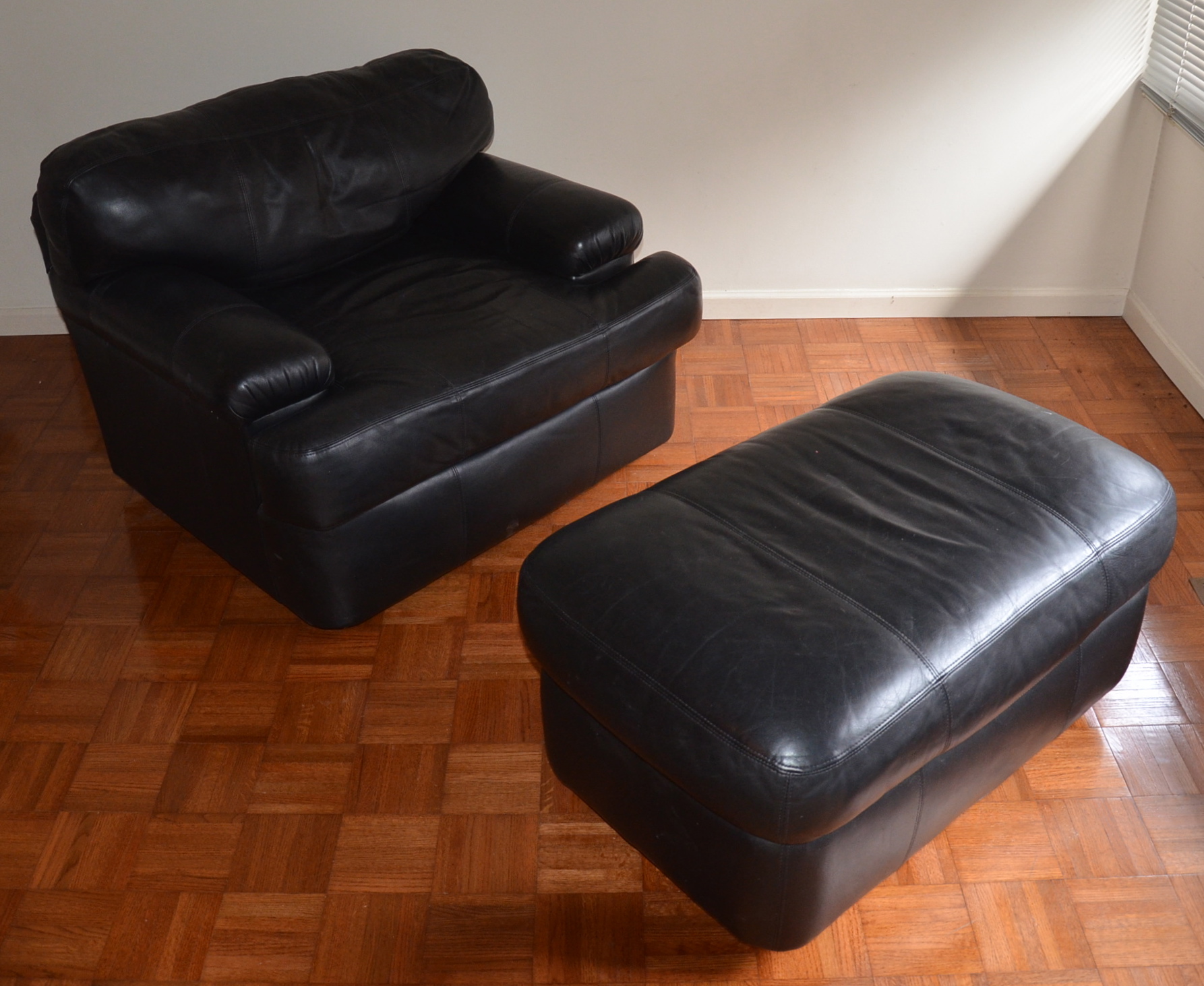 Henredon Leather Chair and Ottoman