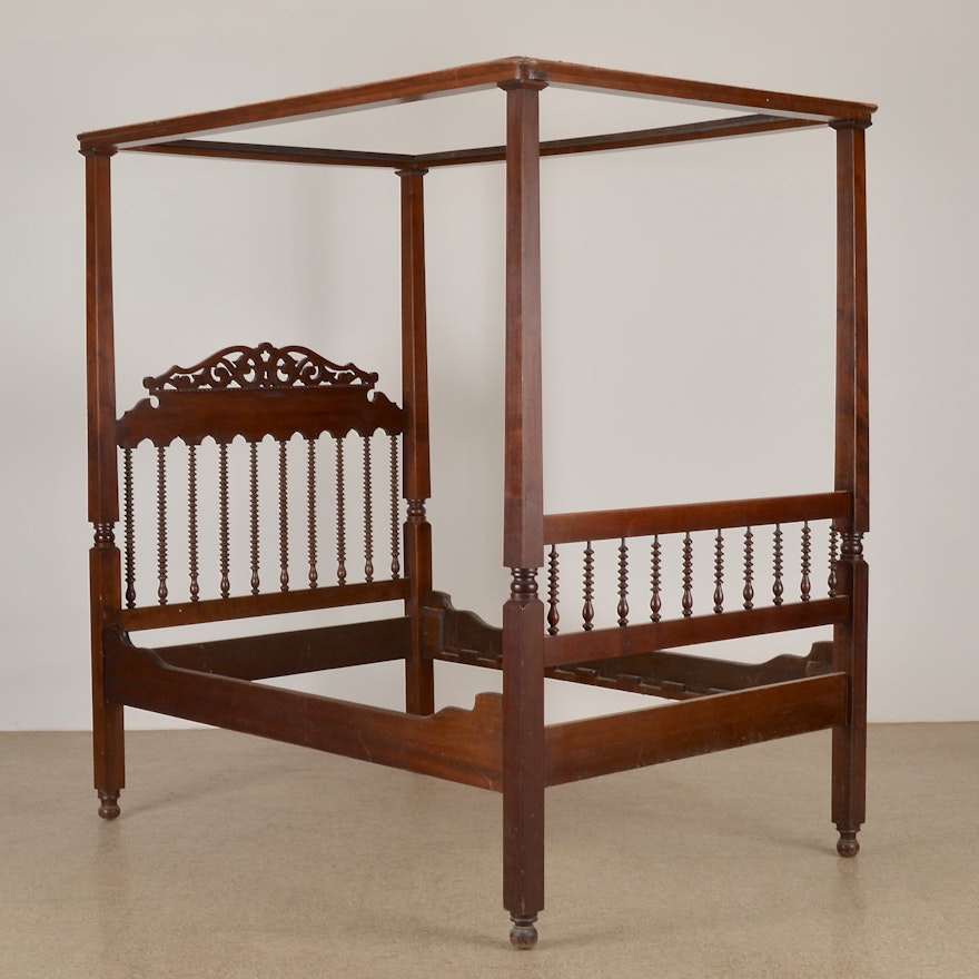 19th Century Victorian Canopy Bed 
