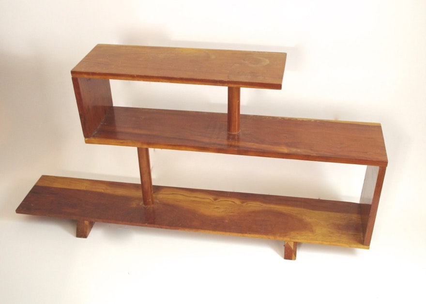Mid-Century Asymmetrical Wood Shelf 