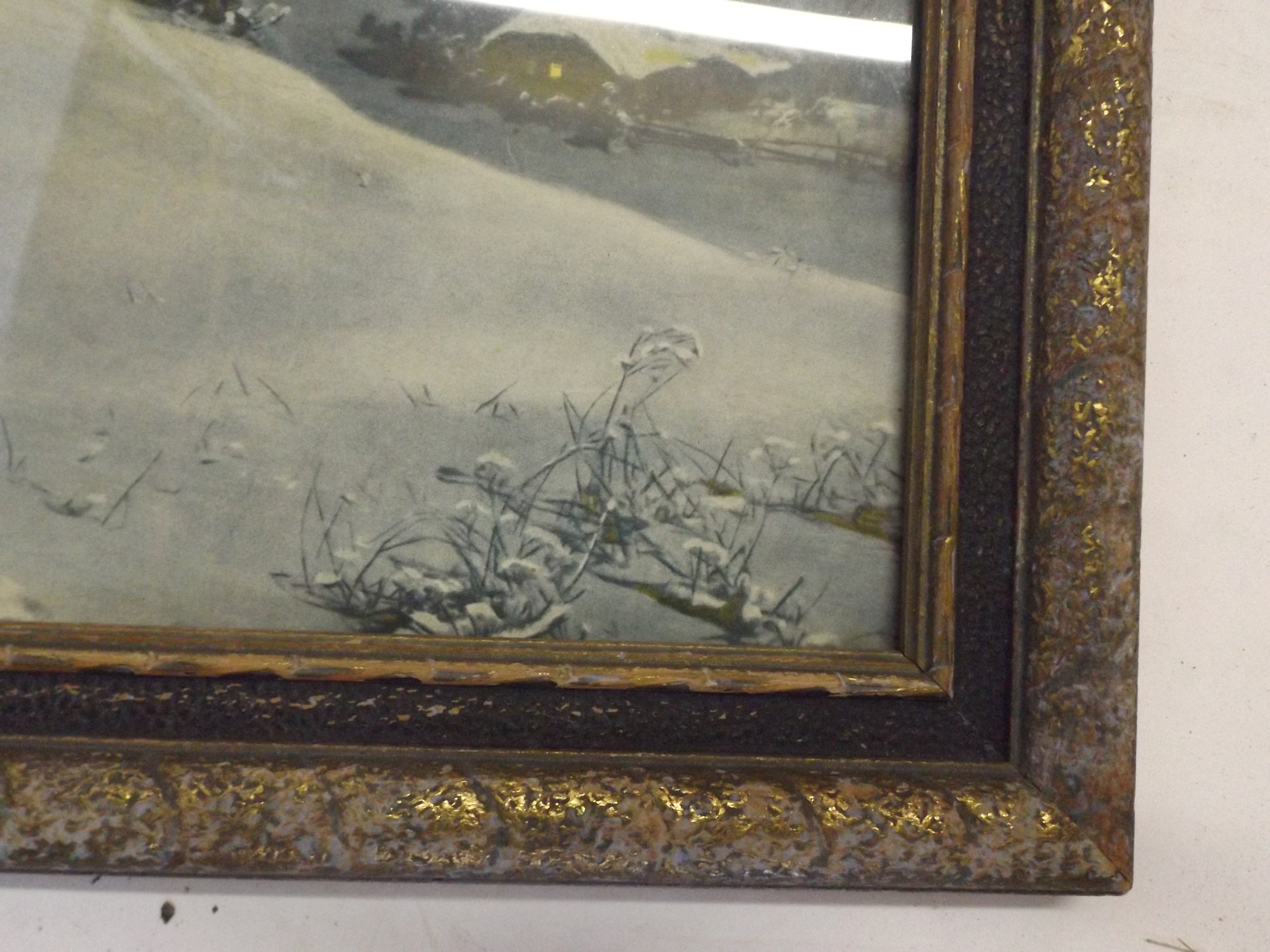 Vintage Print of a Wolf on a Snowy Hill