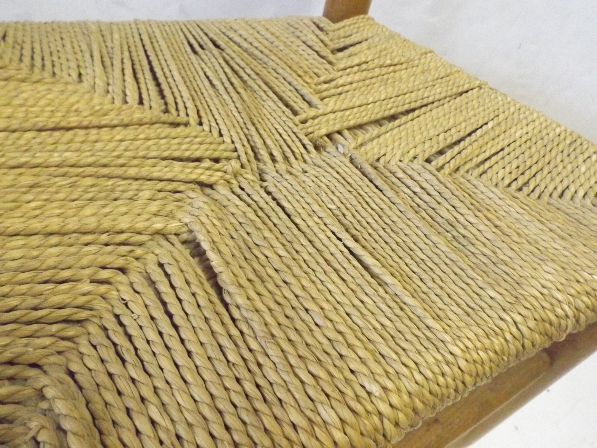 Mid 1800s Hickory Slat Back Chair with Woven Rope Seat