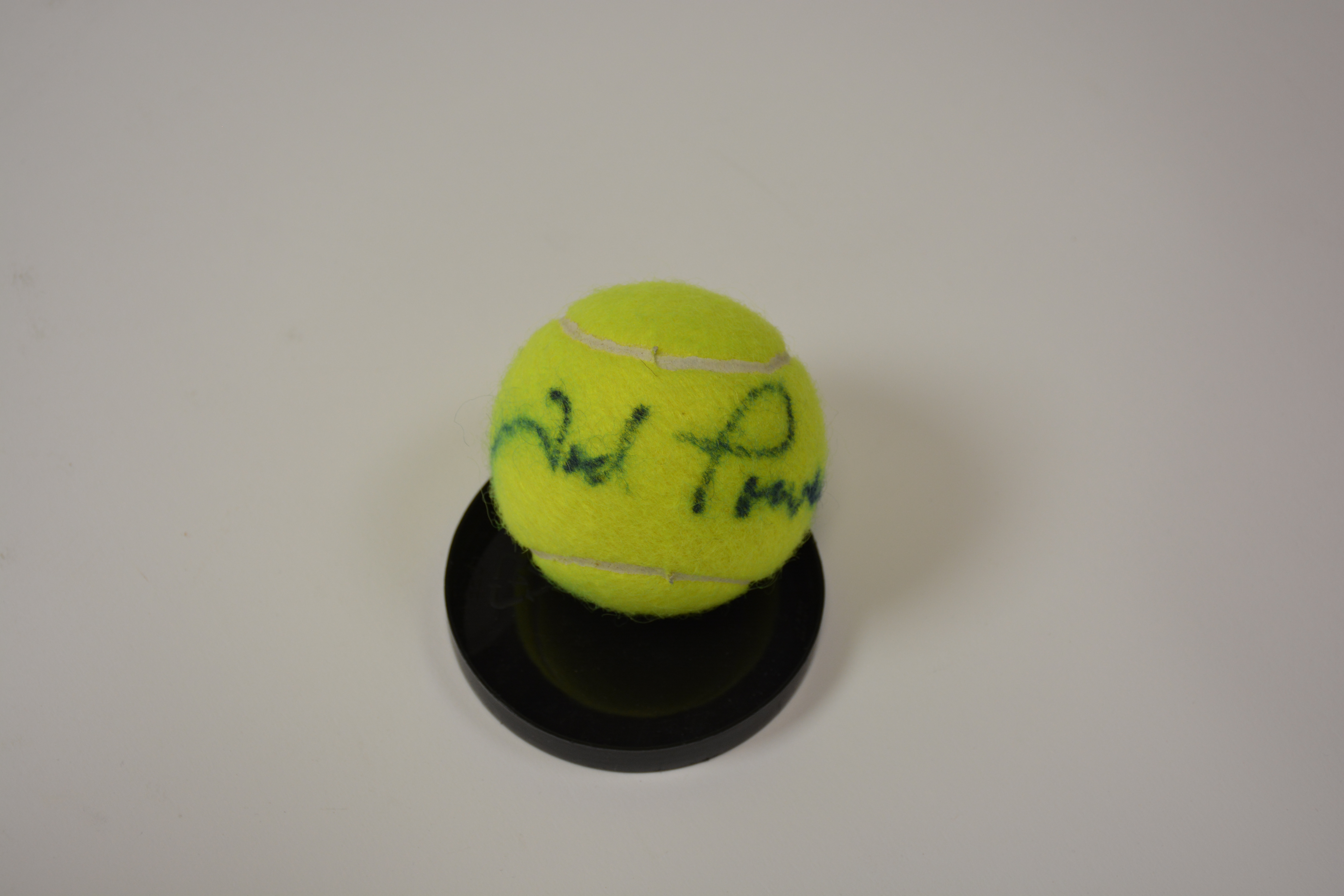 Ted Power Autographed Tennis Ball and Vintage Racket