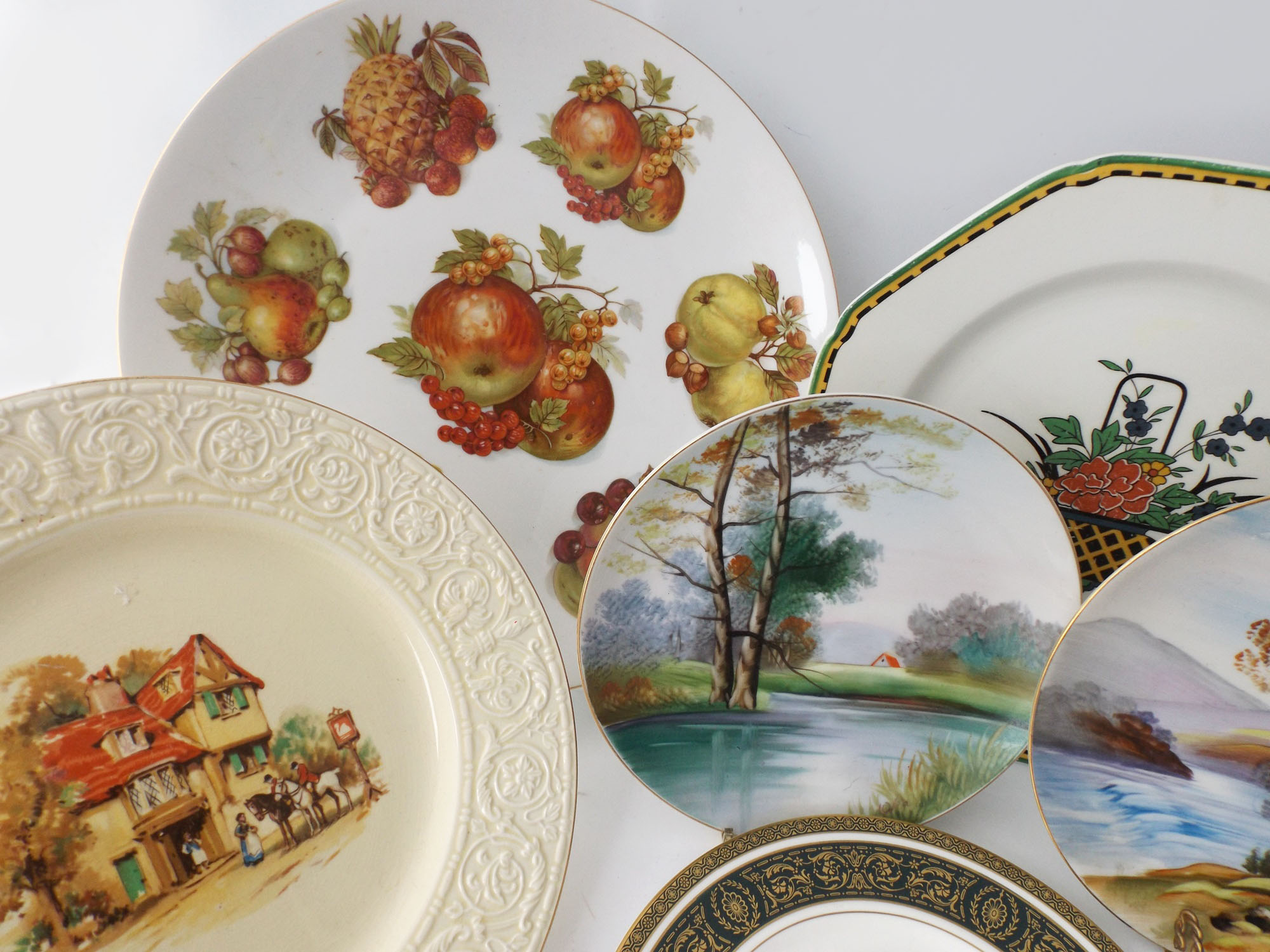 Six Vintage Hand Painted Porcelain Plates