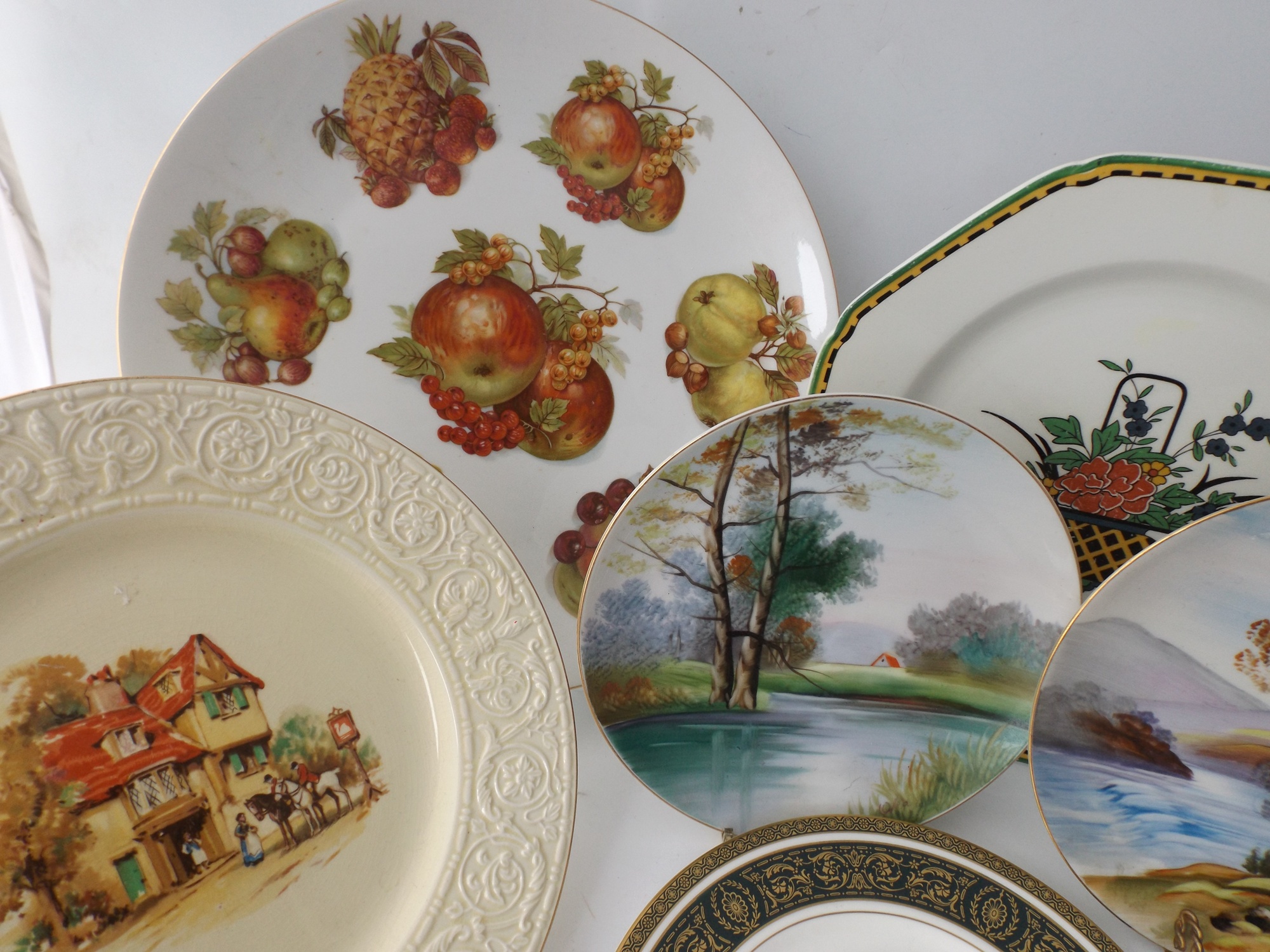 Six Vintage Hand Painted Porcelain Plates