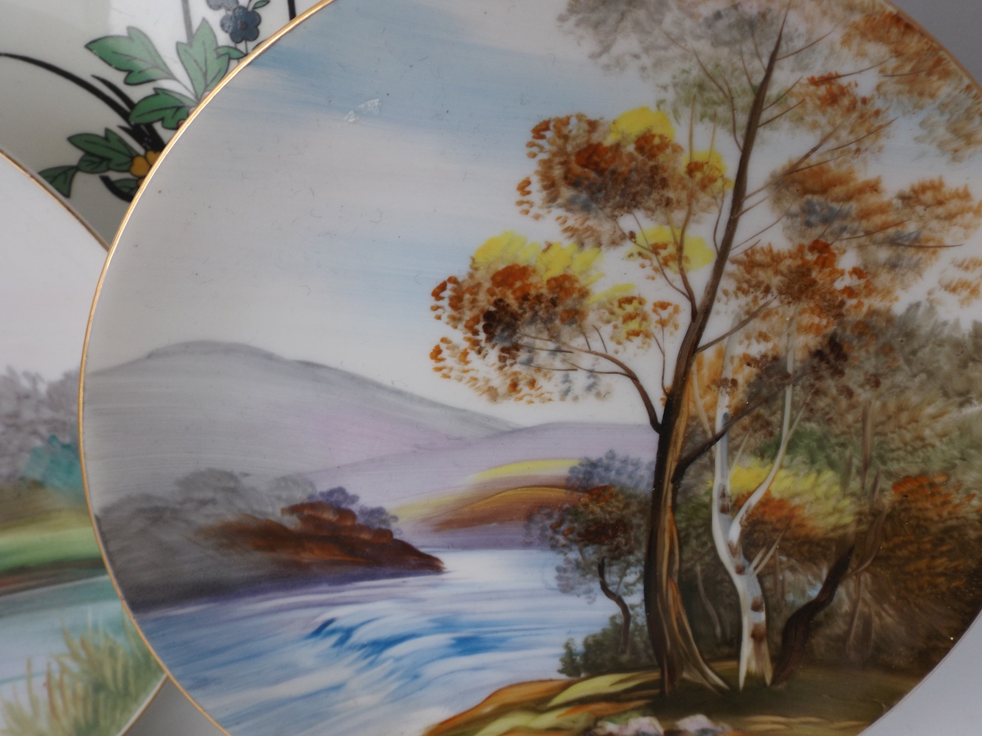 Six Vintage Hand Painted Porcelain Plates