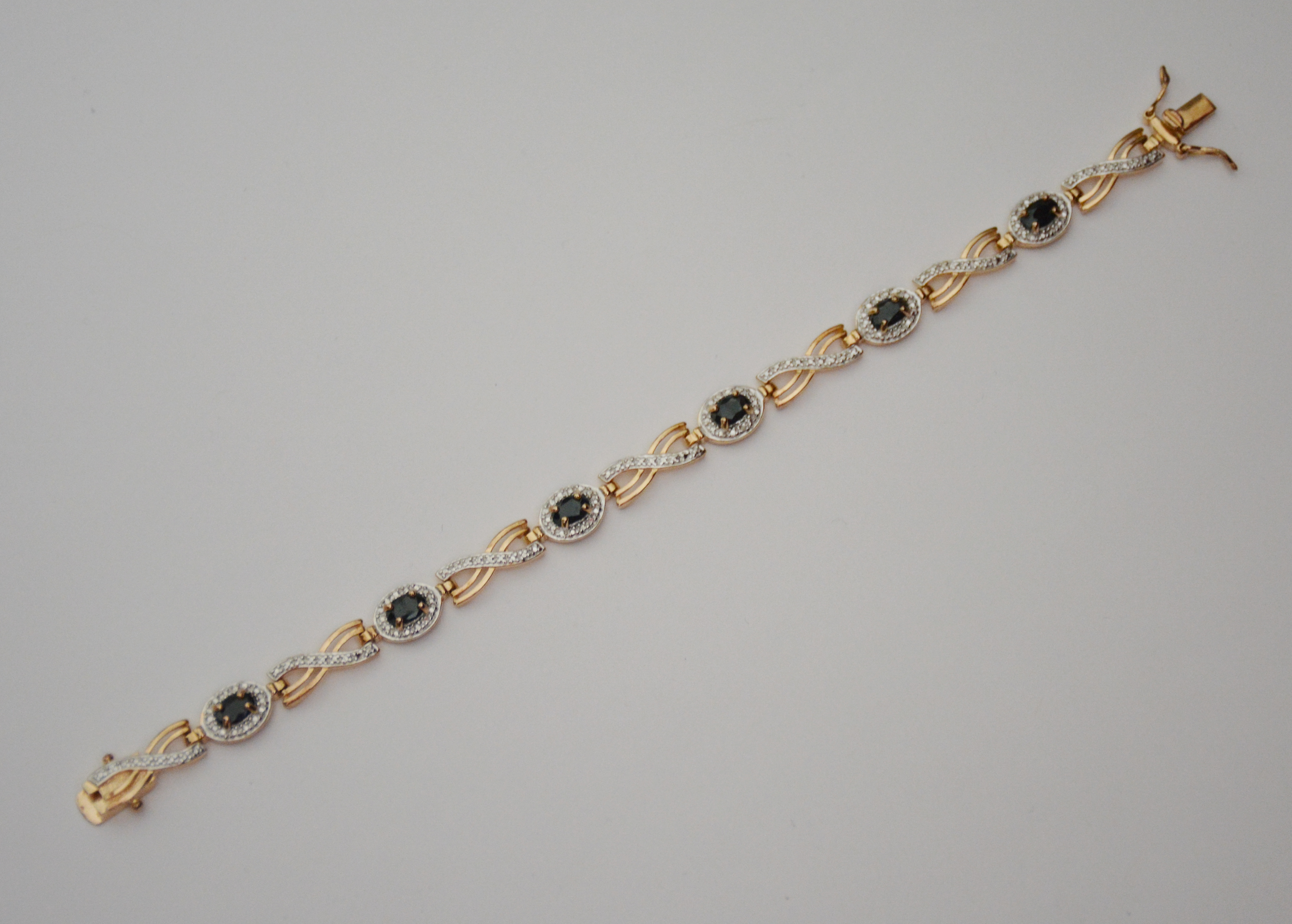 Sapphire, Gold, and Silver Bracelet 