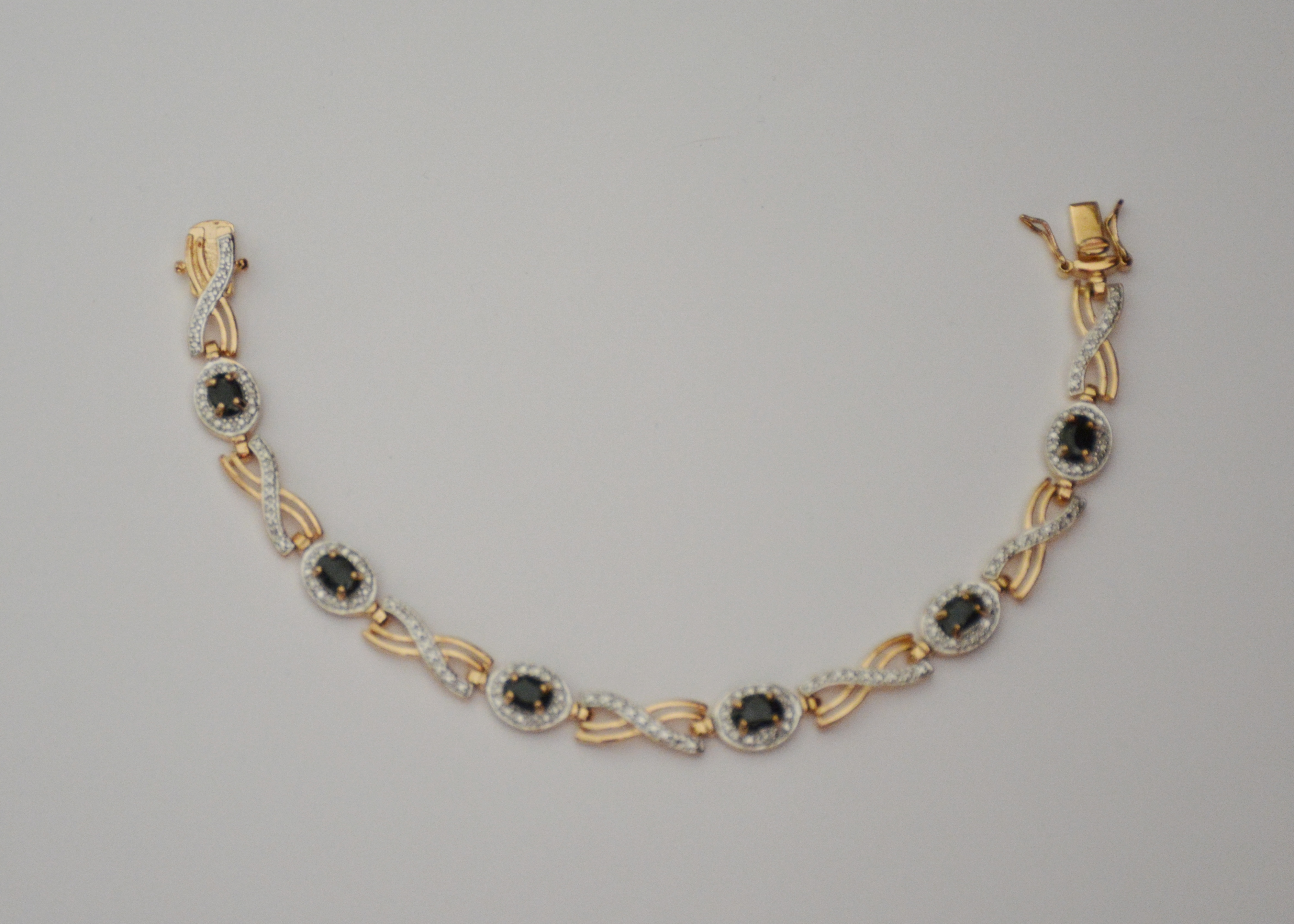 Sapphire, Gold, and Silver Bracelet 